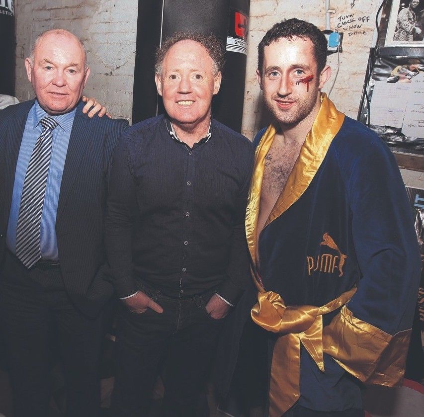 The late Hugh Russell (centre) with Davy Larmour (left) and Hugh Russell Jnr (right)