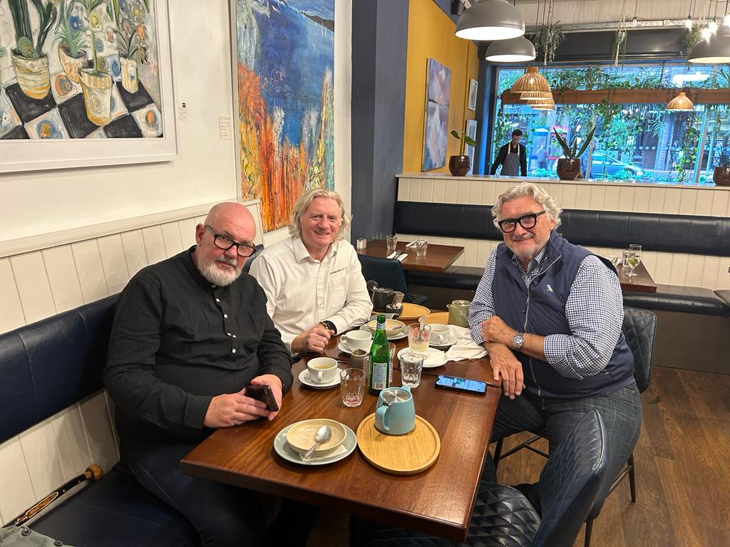 MEETING OF MINDFULNESS: The author with Dougie Adams and Dr Jim Doty