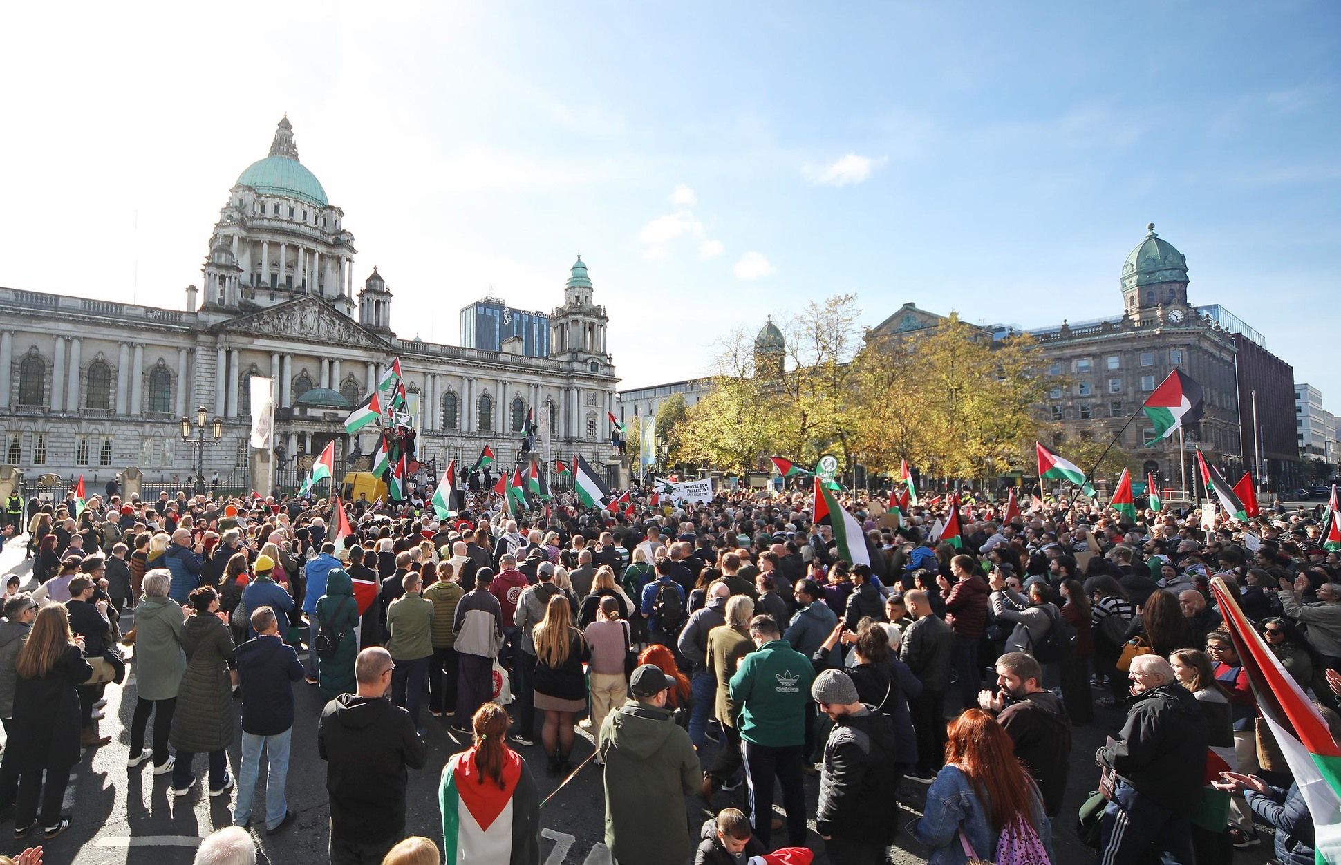 PROTEST: Thousands turned up for the protest outside City Hall