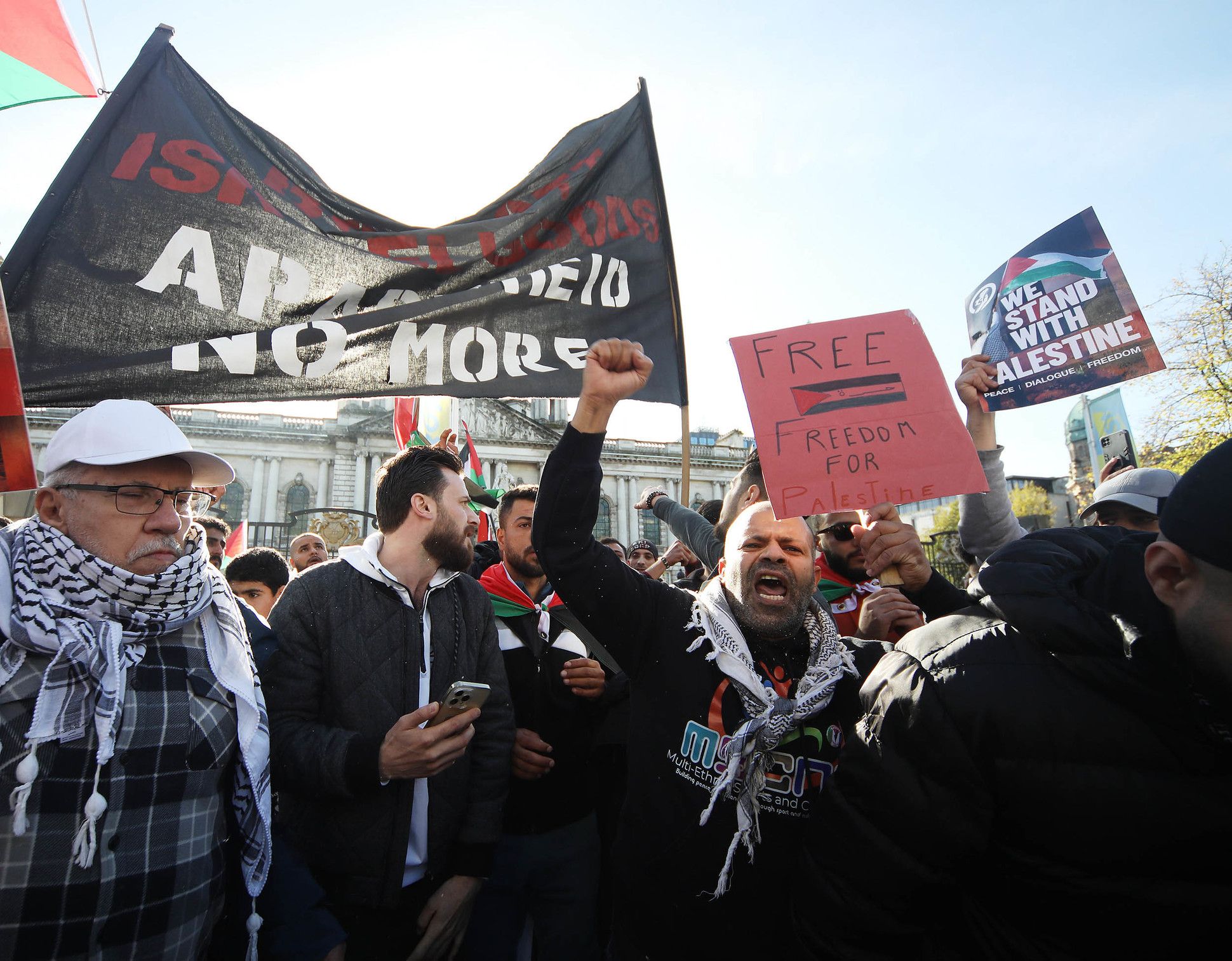 PROTEST: Protests outside City Hall calling for an end to Israeli bombing of Palestine