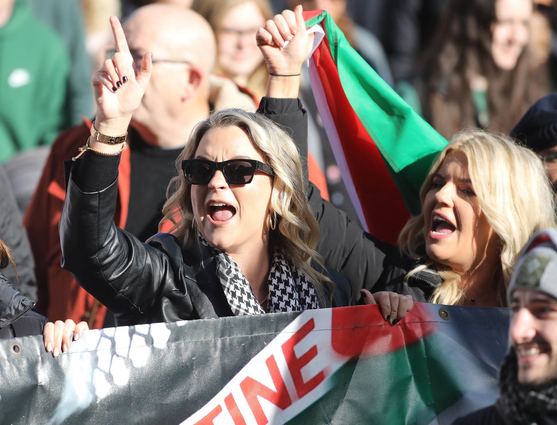 PROTEST: Demonstrators supporting Palestine