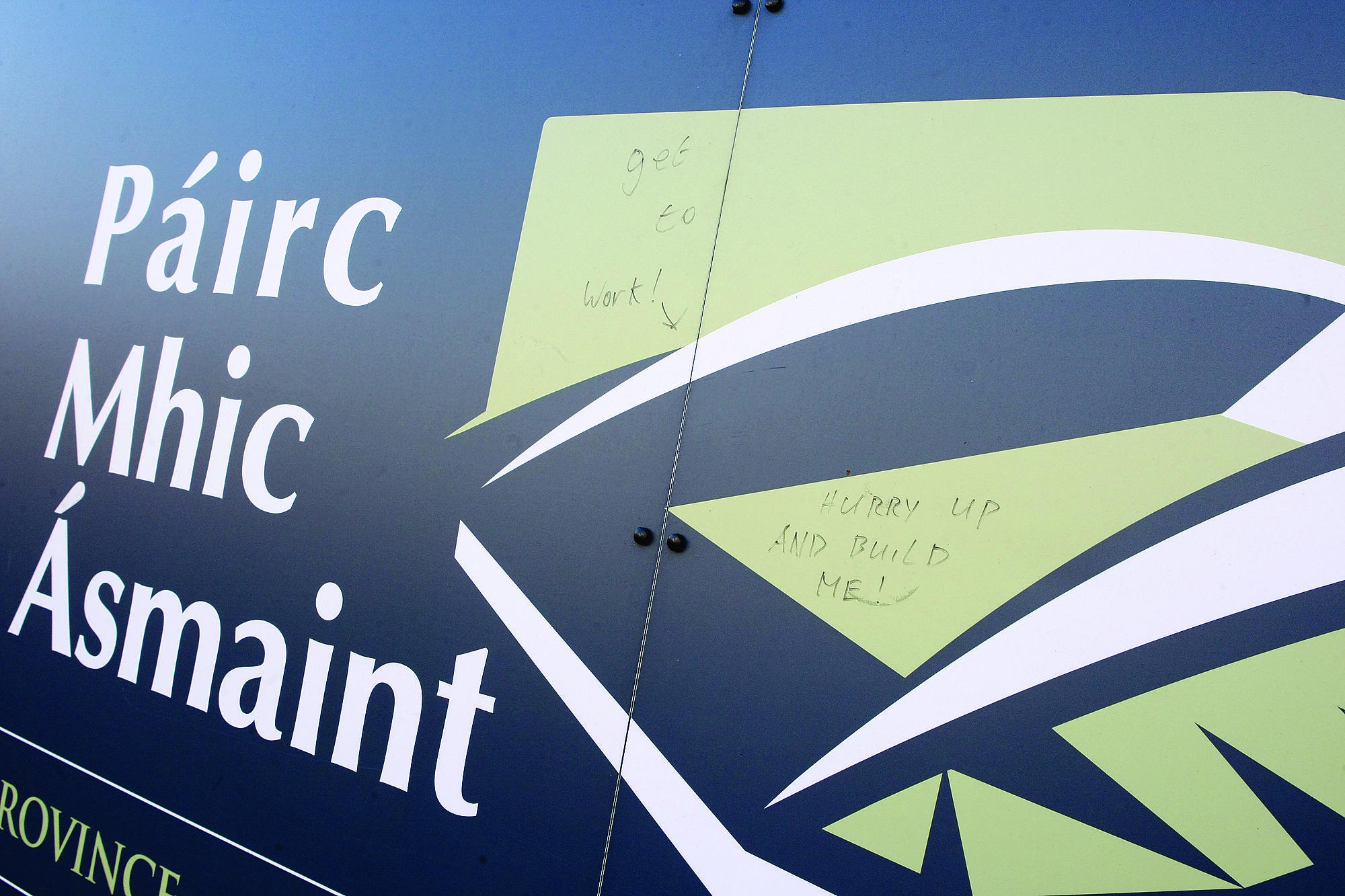 HOARDINGS: Work has yet to begin on the new Casement Park