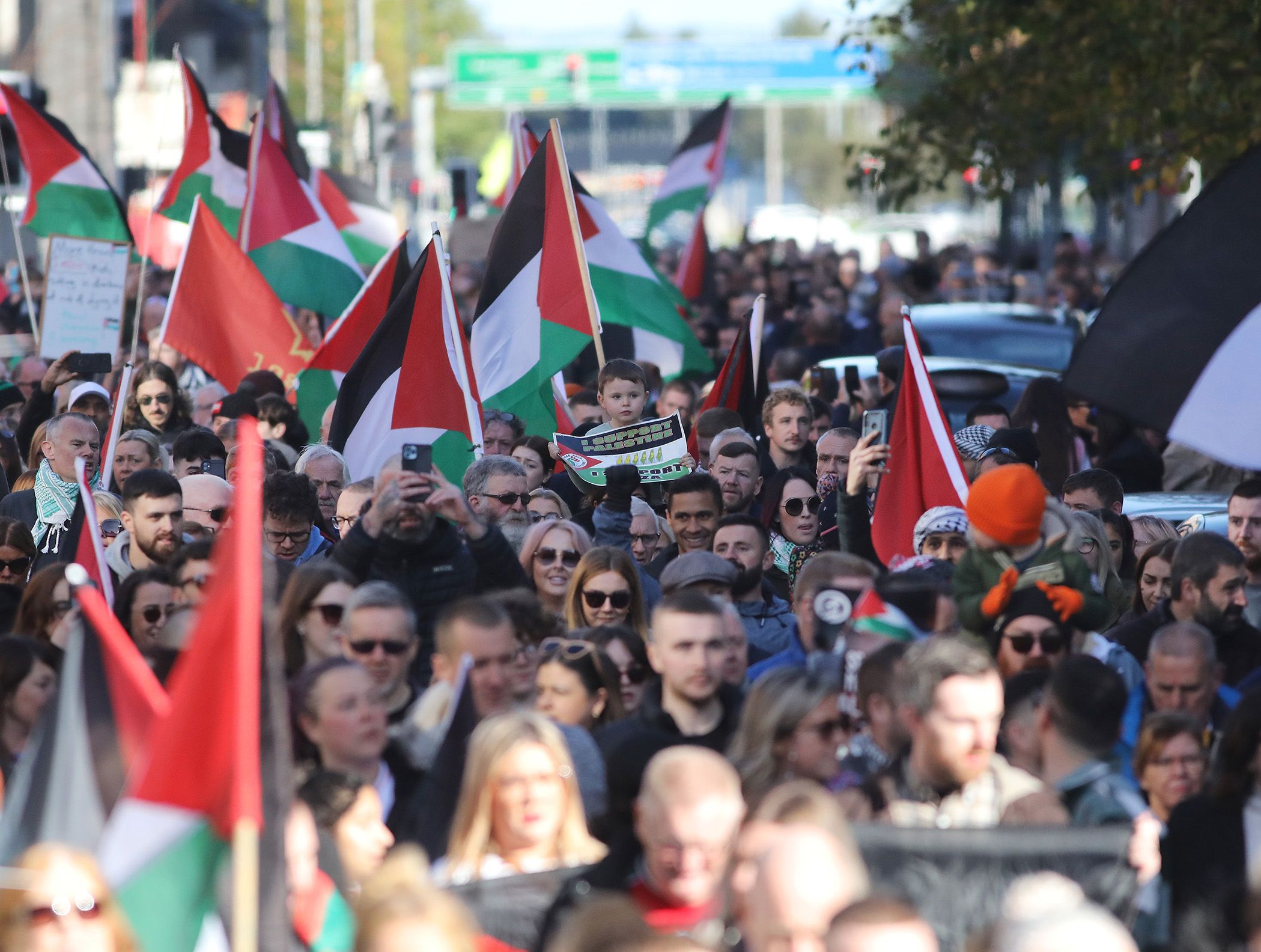 SUPPORT: Thousands of people took to the streets of Belfast at the weekend to support the Palestinian people