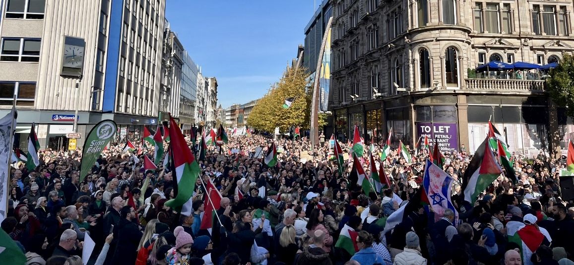 SUPPORT: Belfast city centre saw an outpouring of solidarity with Palestine at the weekend