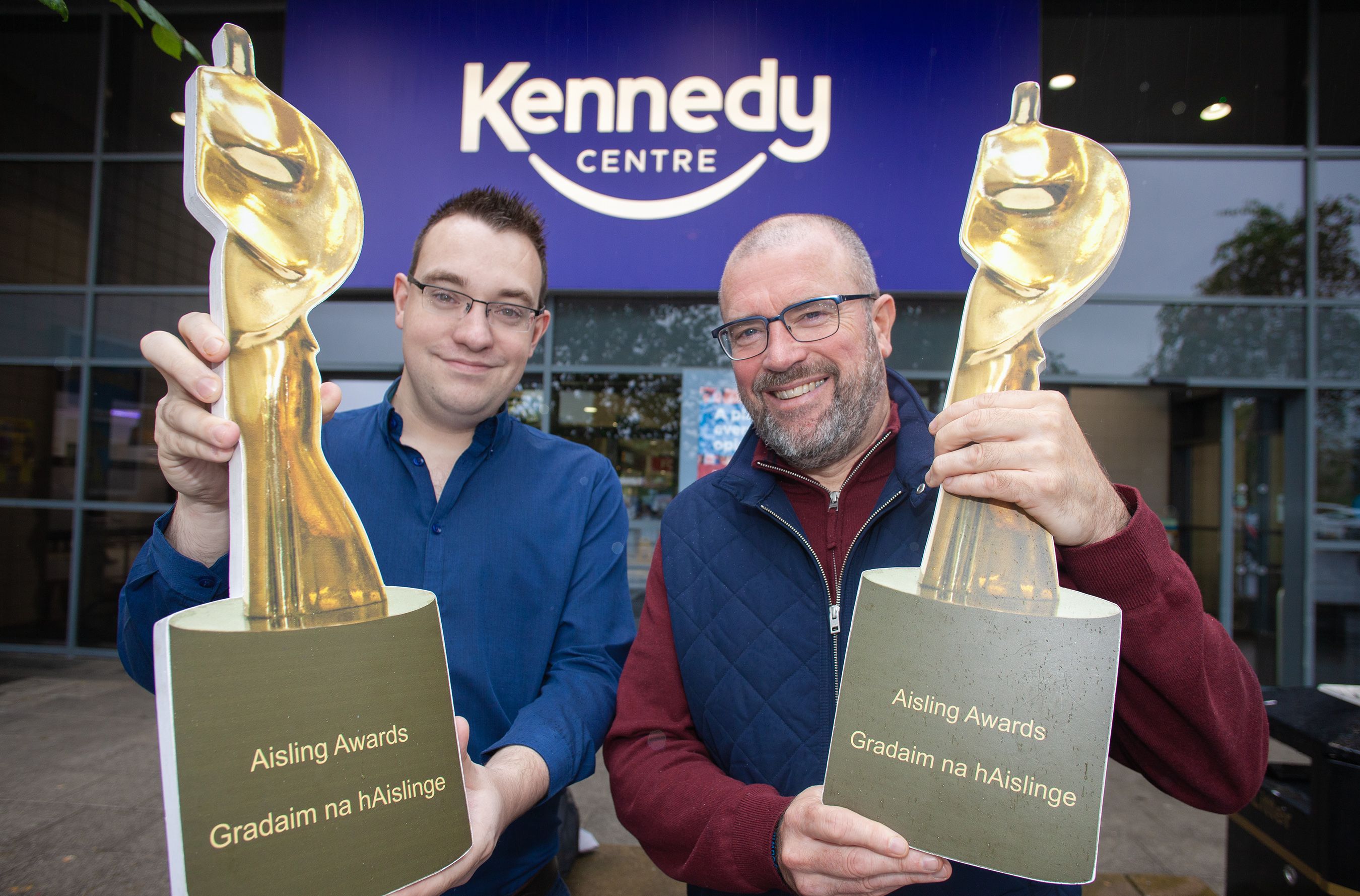 EDUCATION NOMINATIONS: Conor McParland from Belfast Media with John Jones, manager of the Kennedy Centre