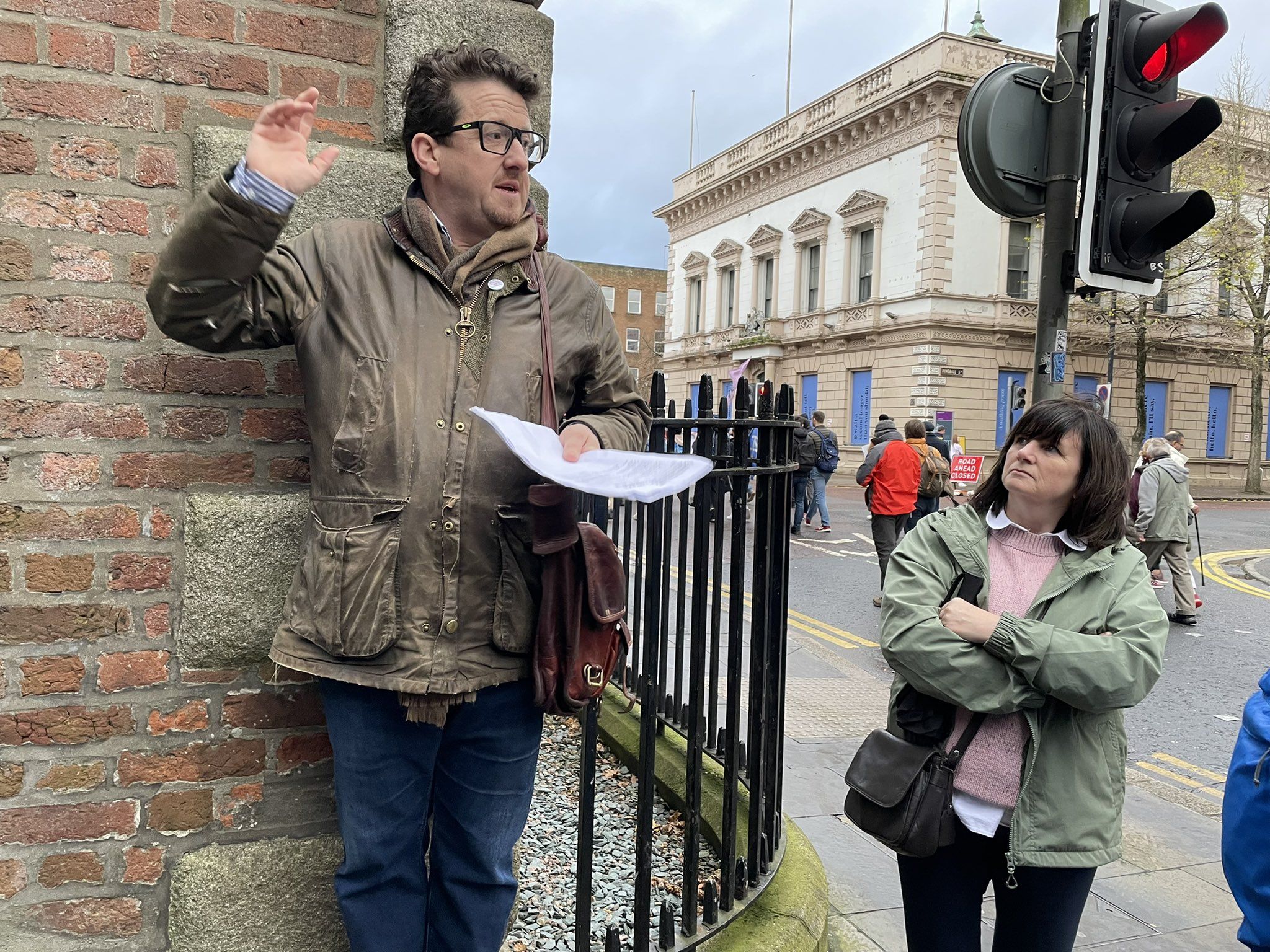 HISTORIAN: Seán Napier outside Sugarhouse Entry in Belfast during one of his tours