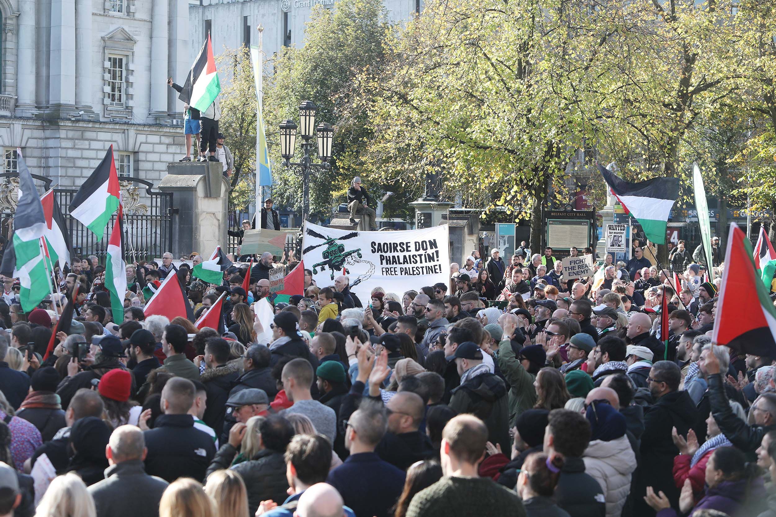 SOLIDARITY: Protestors outside City Hall last Sunday in support of Palestine