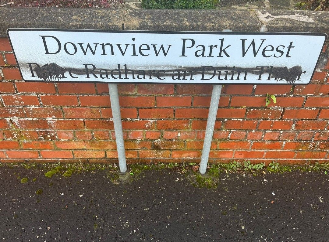 VANDALISM: One sign in Downview Park West