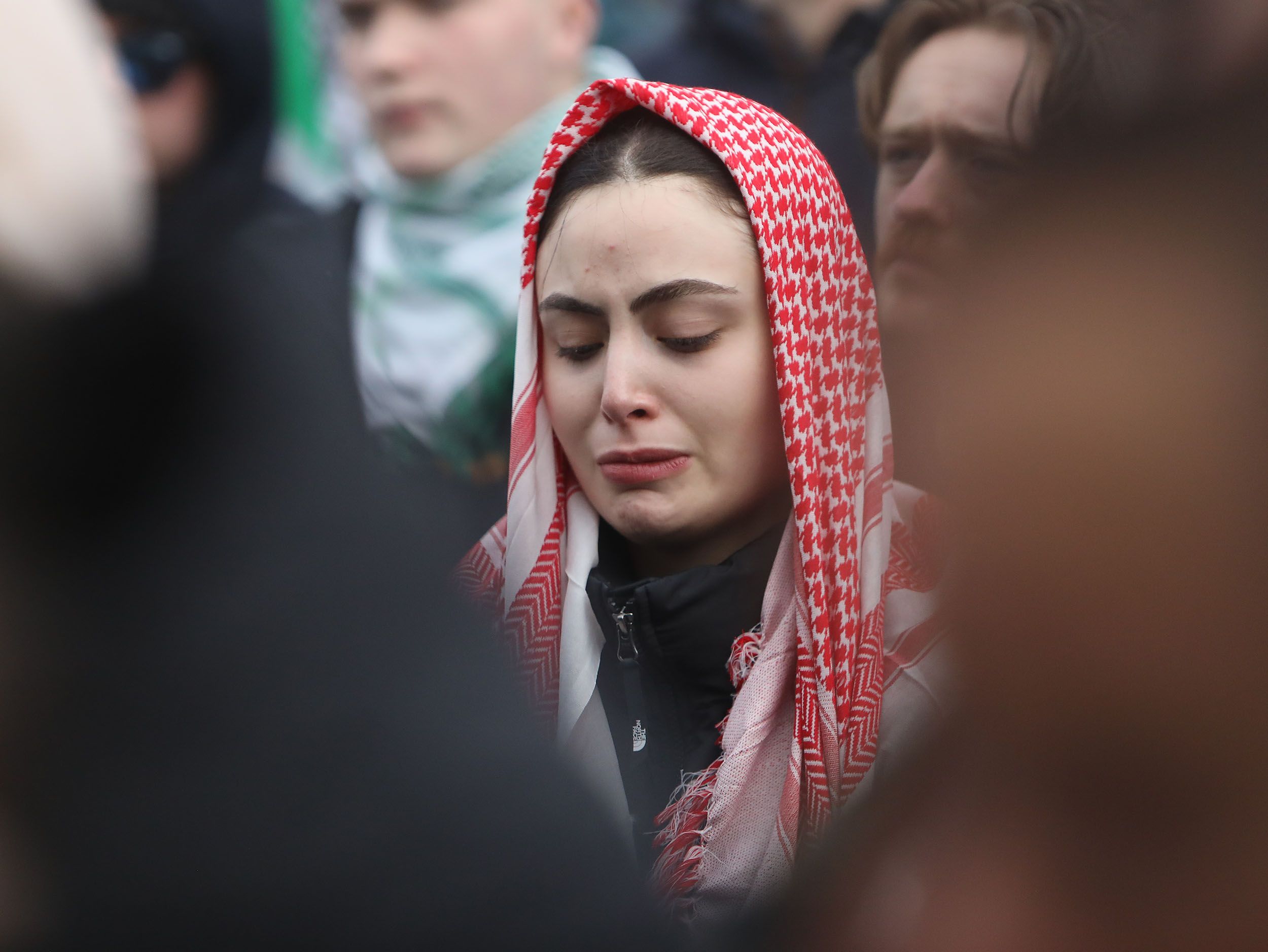 EMOTIONS: One of the protestors at last Saturday\'s pro-Palestine protest at Belfast City Hall