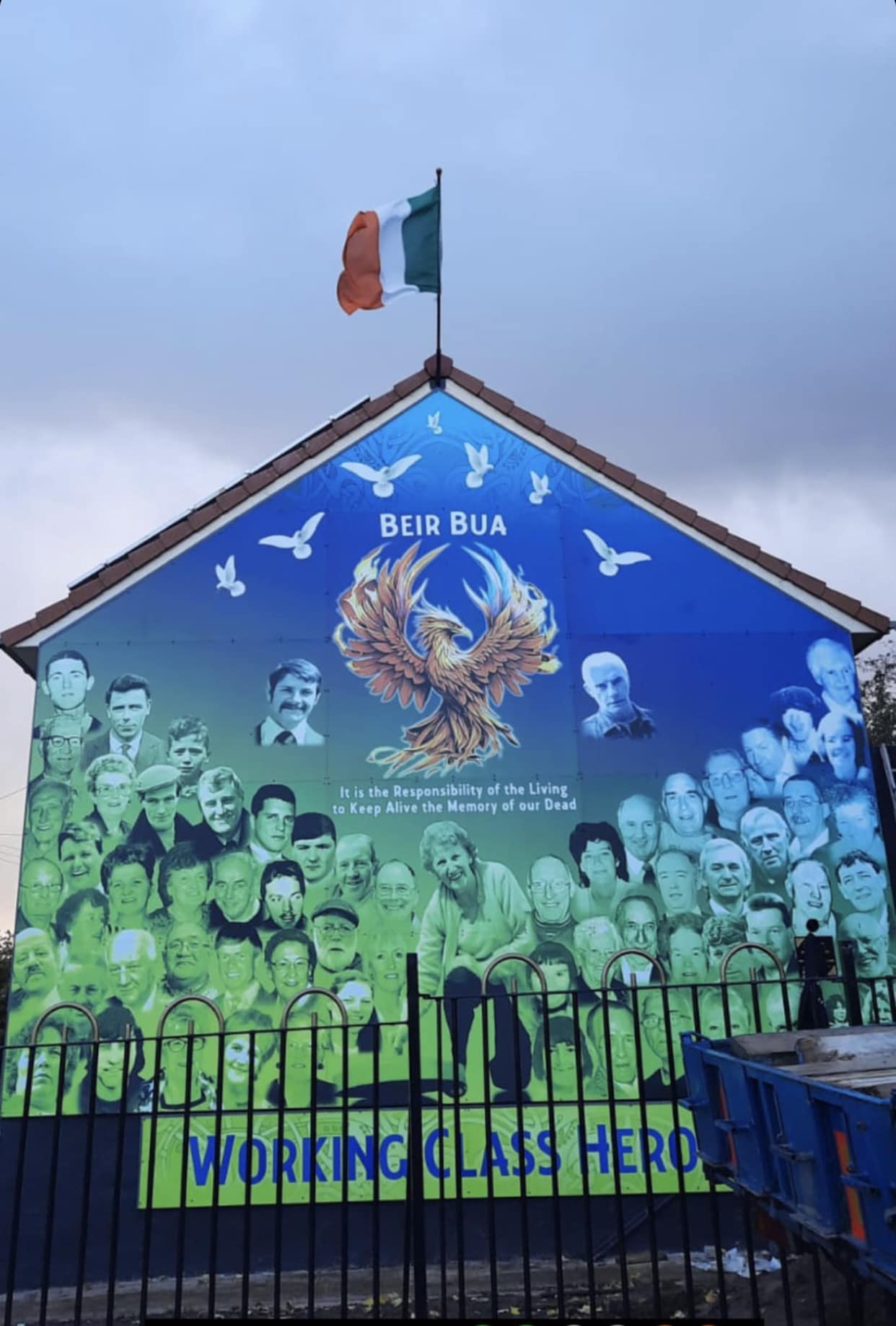 WORKING CLASS HEROES: The new mural in Glenalina Drive in Ballymurphy