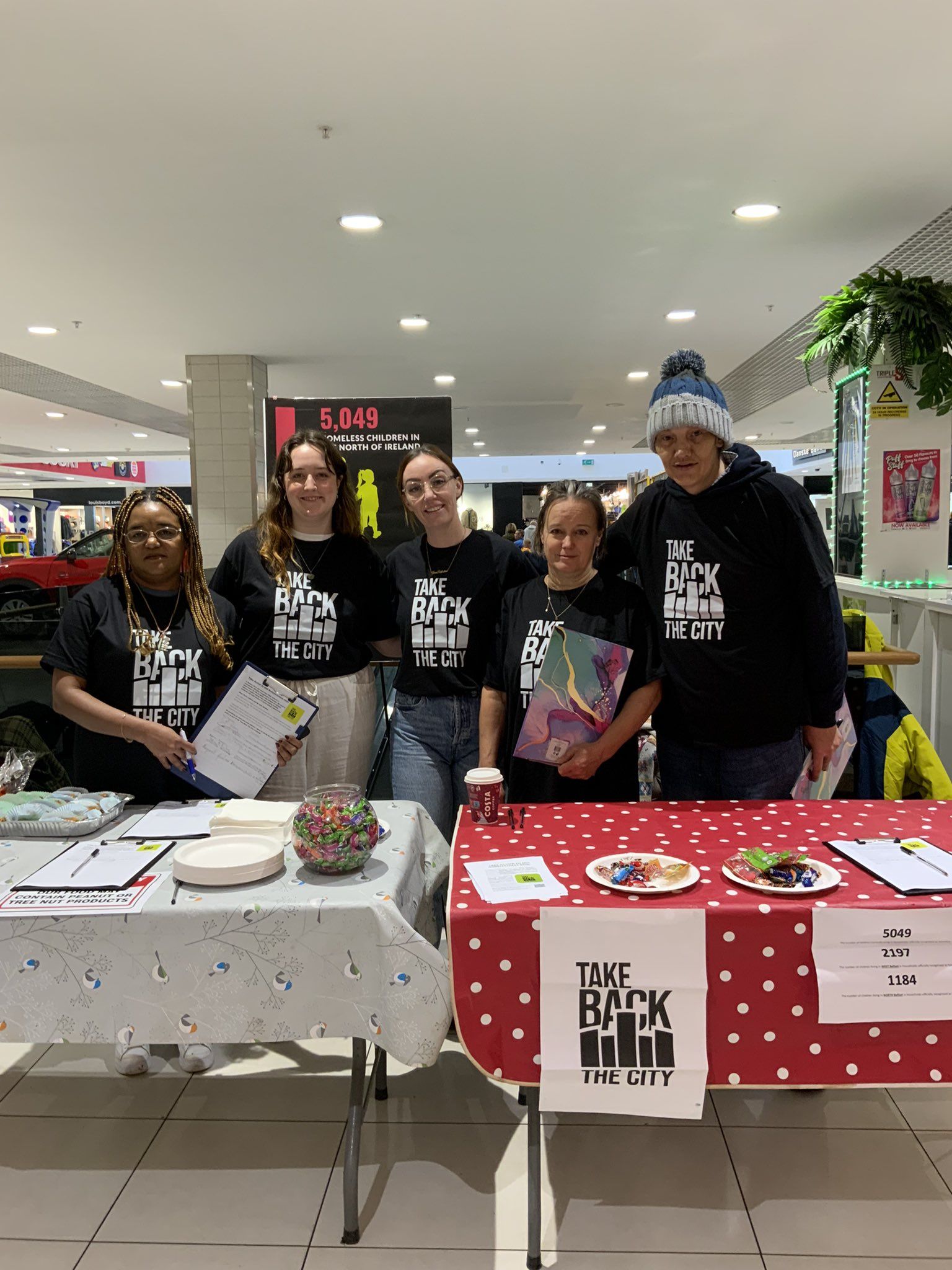 PETITION: Twasul Mohammed, Ellen McVeigh, Marissa McMahon, Paige Jennings and Sean Kane of PPR collecting signatures in the Kennedy Centre