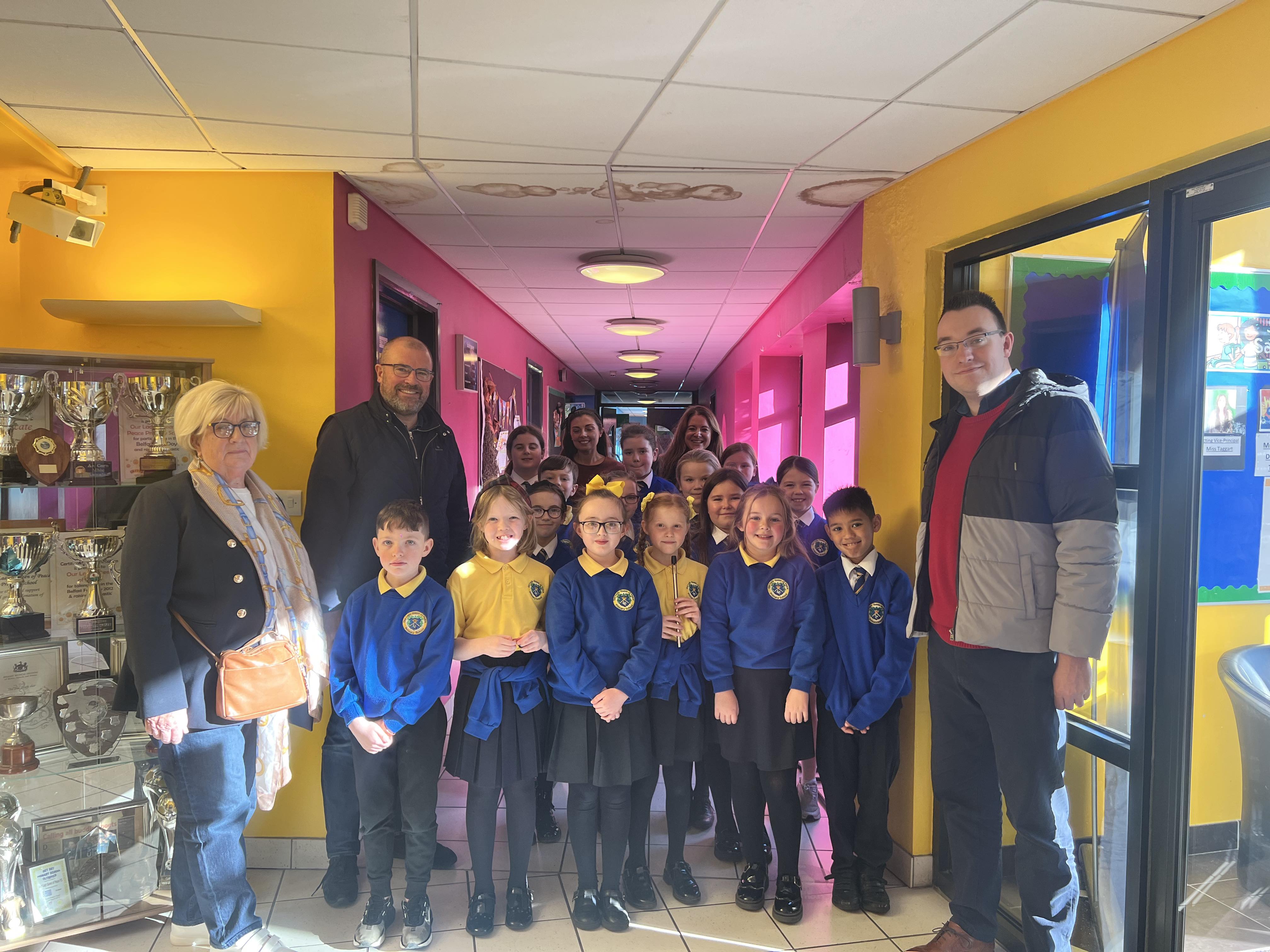 AISLING AWARDS JUDGING: Monica Culbert, John Jones and Conor McParland at Our Lady Queen of Peace Primary School