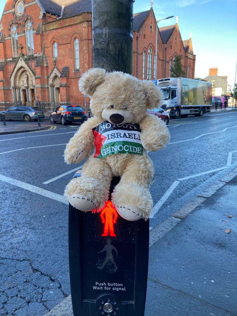 SUFFER LITTLE CHILDREN: The teddy bears and cuddly toys erected at the Waterworks on the Antrim Road and along the Falls Road