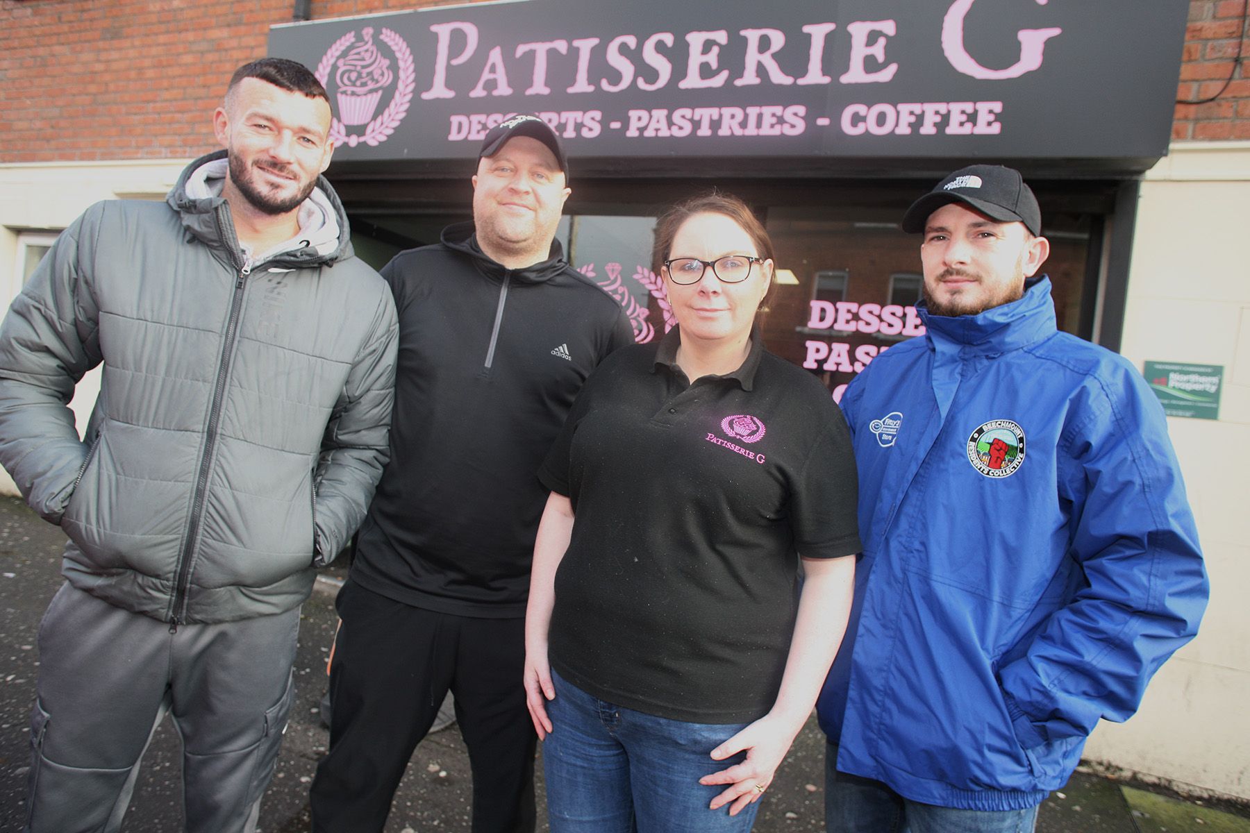 CAMPAIGN: Gerard Fitzpatrick of Fitzy\'s 24 Hour store, Patrick Fox of Jose\'s Deli, Gráinne Carson of Patisserie G and Sean Doherty of Beechmount Residents\' Collective