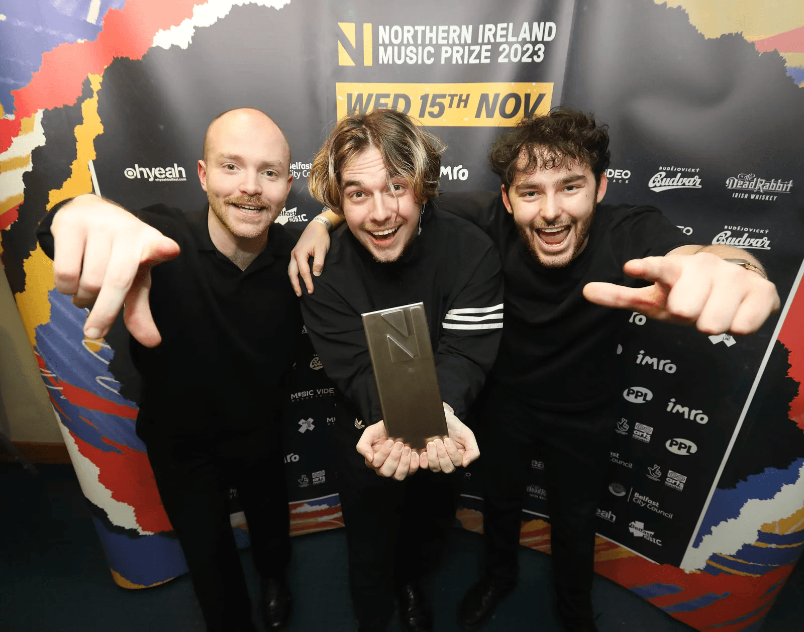 WELL DESERVED: Chalk picking up the Best Live Act Award at this year\'s NI Music Prize Awards