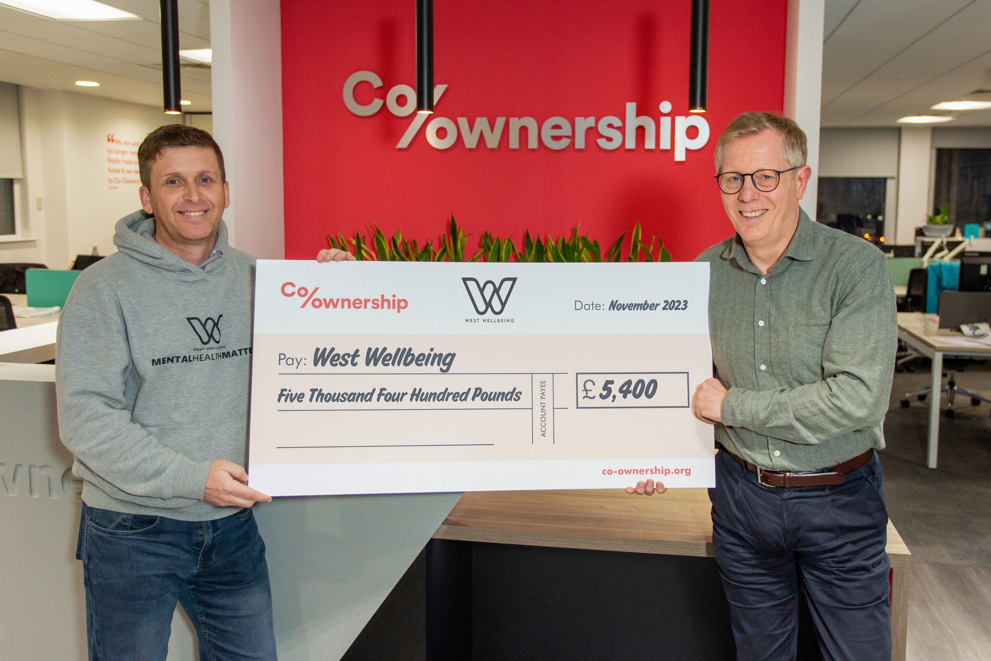 FUNDING: Gerard Mallon (Operations Director at West Wellbeing) and Mark Graham (Chief Executive of Co-Ownership)