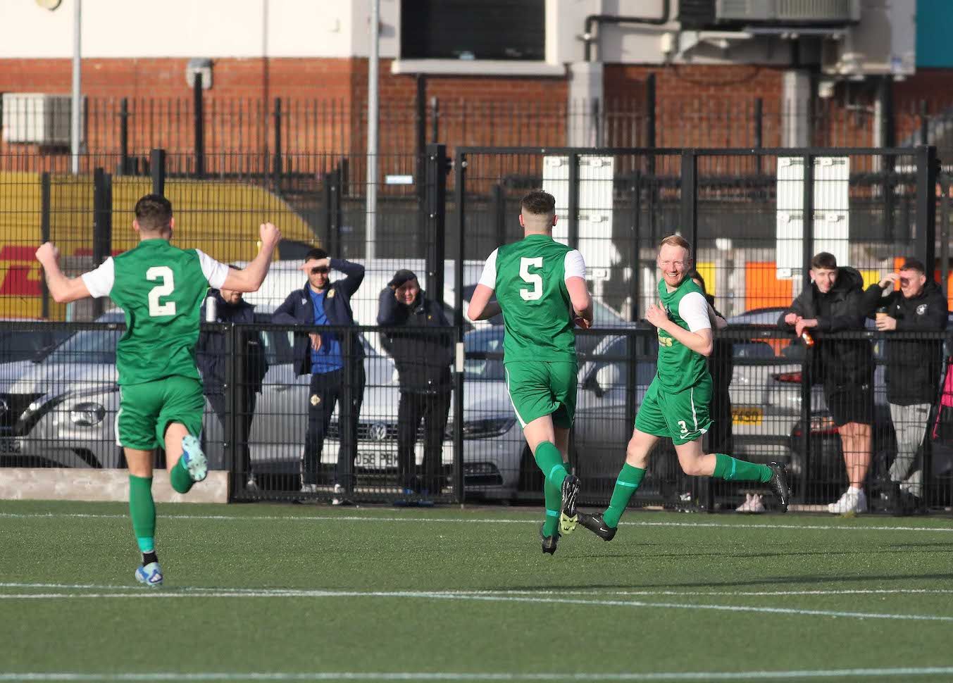 Aidan McNeill can\'t hide his delight after his 19th-minute free-kick gave Crumlin Star the lead 
