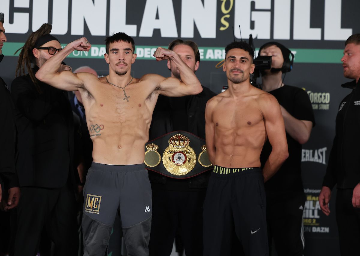 Michael Conlan and Jordan Gill both weighed-in comfortably under the super-featherweight limit on Friday 