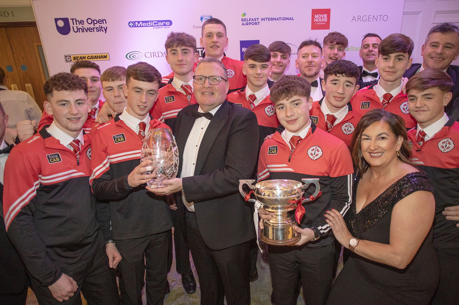 SEAN GRAHAM OUTSTANDING ACHIEVEMENT IN SPORT AWARD: St Paul’s Minor Squad receive their award from Brian Graham from sponsors Sean Graham Bookmakers.