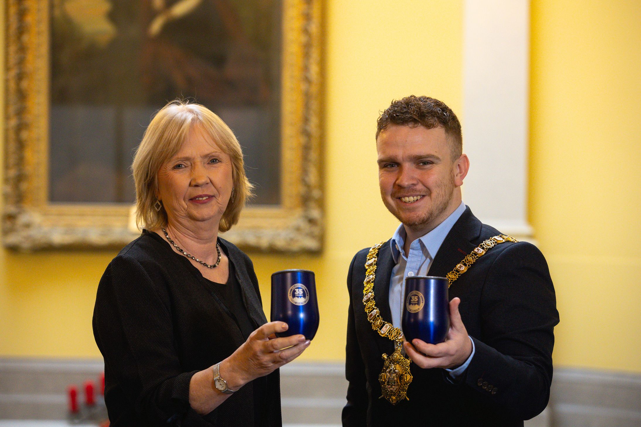 MILESTONE: Belfast Healthy Cities Chief Executive Joan Devlin celebrates the last 35 years with Lord Mayor Cllr Ryan Murphy