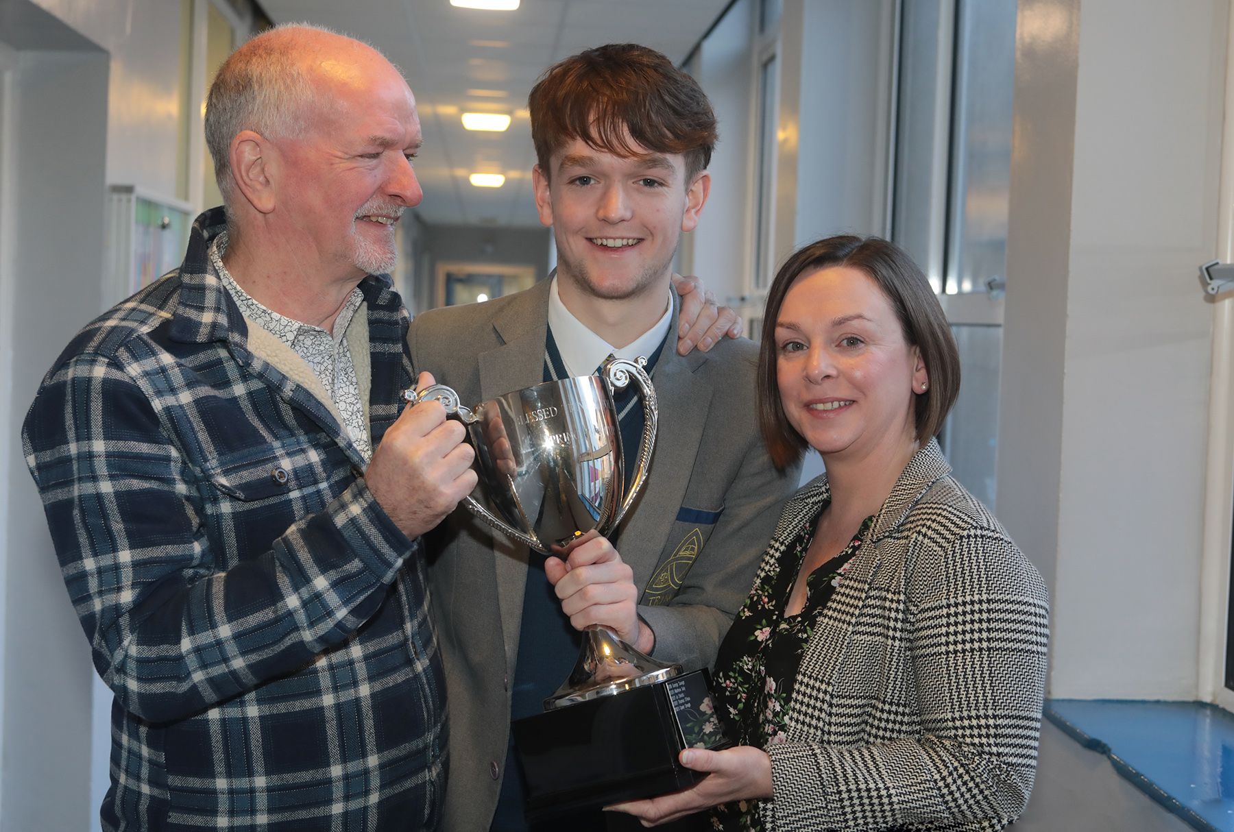 Conor Creagh (Principal's Cup Winner) with his parents Paul and Pauline
