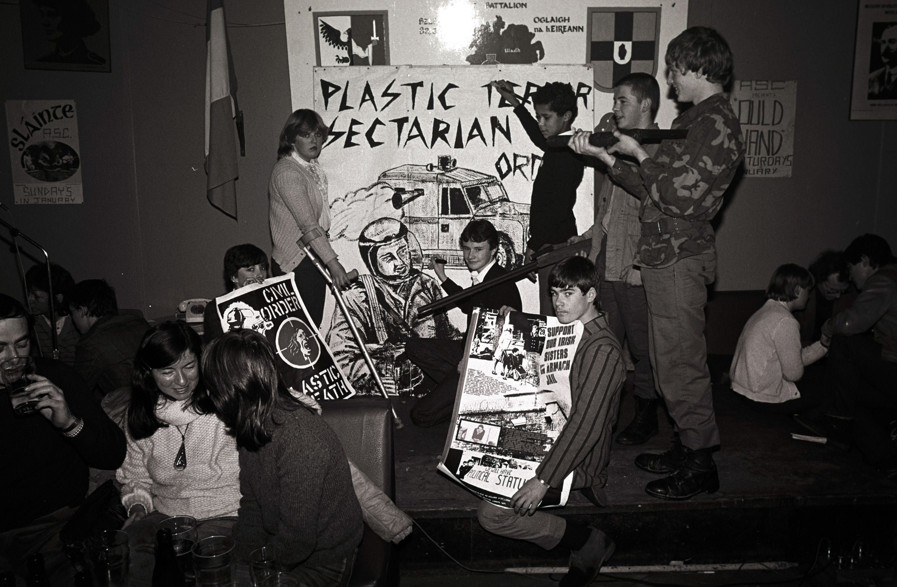 ON SHOW: The mural used in the play Plastic Terror at Andersonstown Social Club