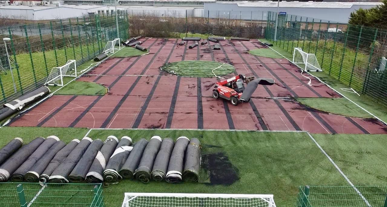 START: Work has begun on the 3G pitch at Willowbank Youth Club on the Falls Road