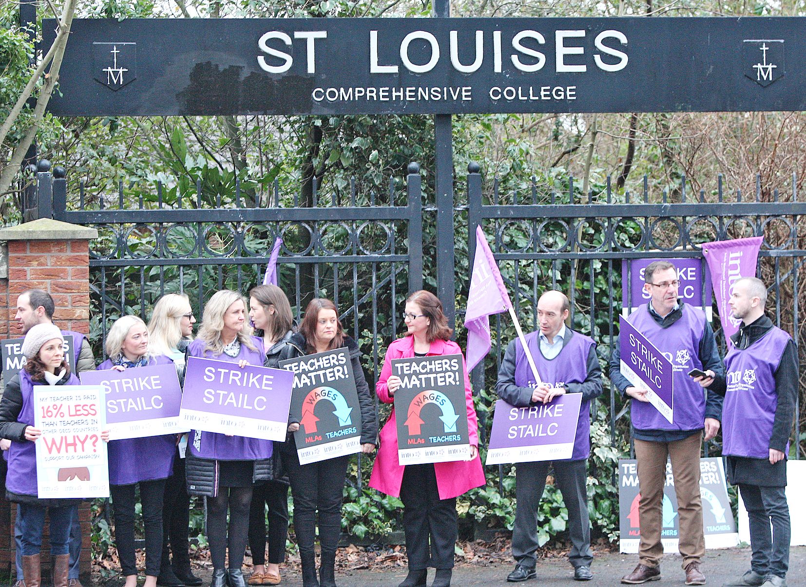 STRIKE: Teacher\'s from St Louise\'s on a previous strike in 2018