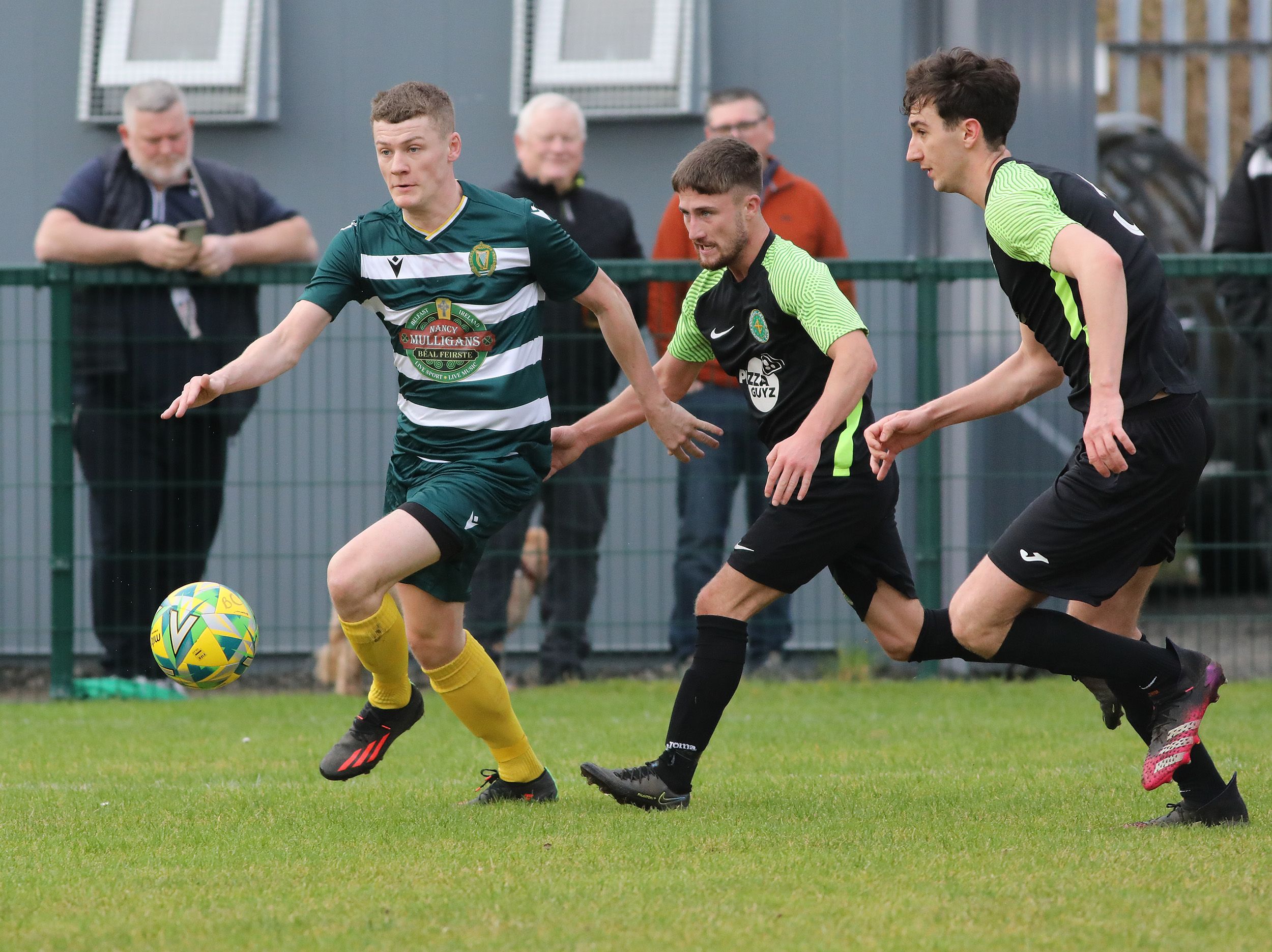 Action from Glen Road Heights on Saturday where Belfast Celtic overcame Donegal Celtic 