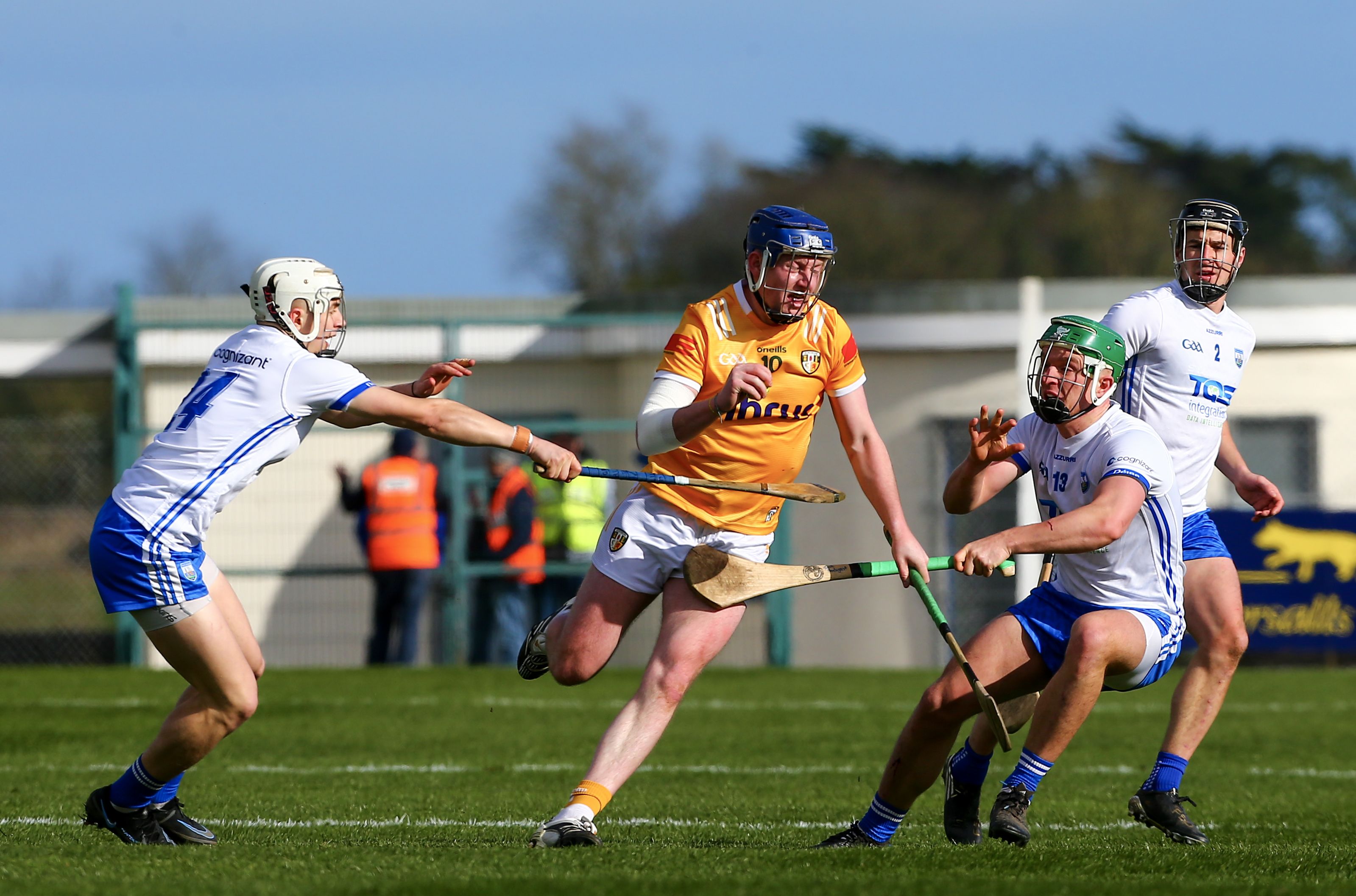 Keelan Molloy bursts past Jack Prendergast and DJ Foran in Dungarvan on Sunday