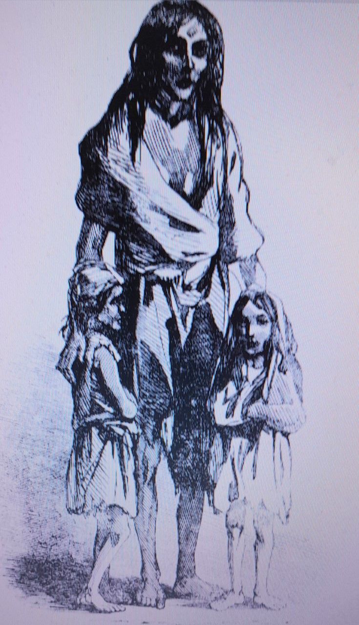 Destitute and starving mother and children, West Ireland, 1847