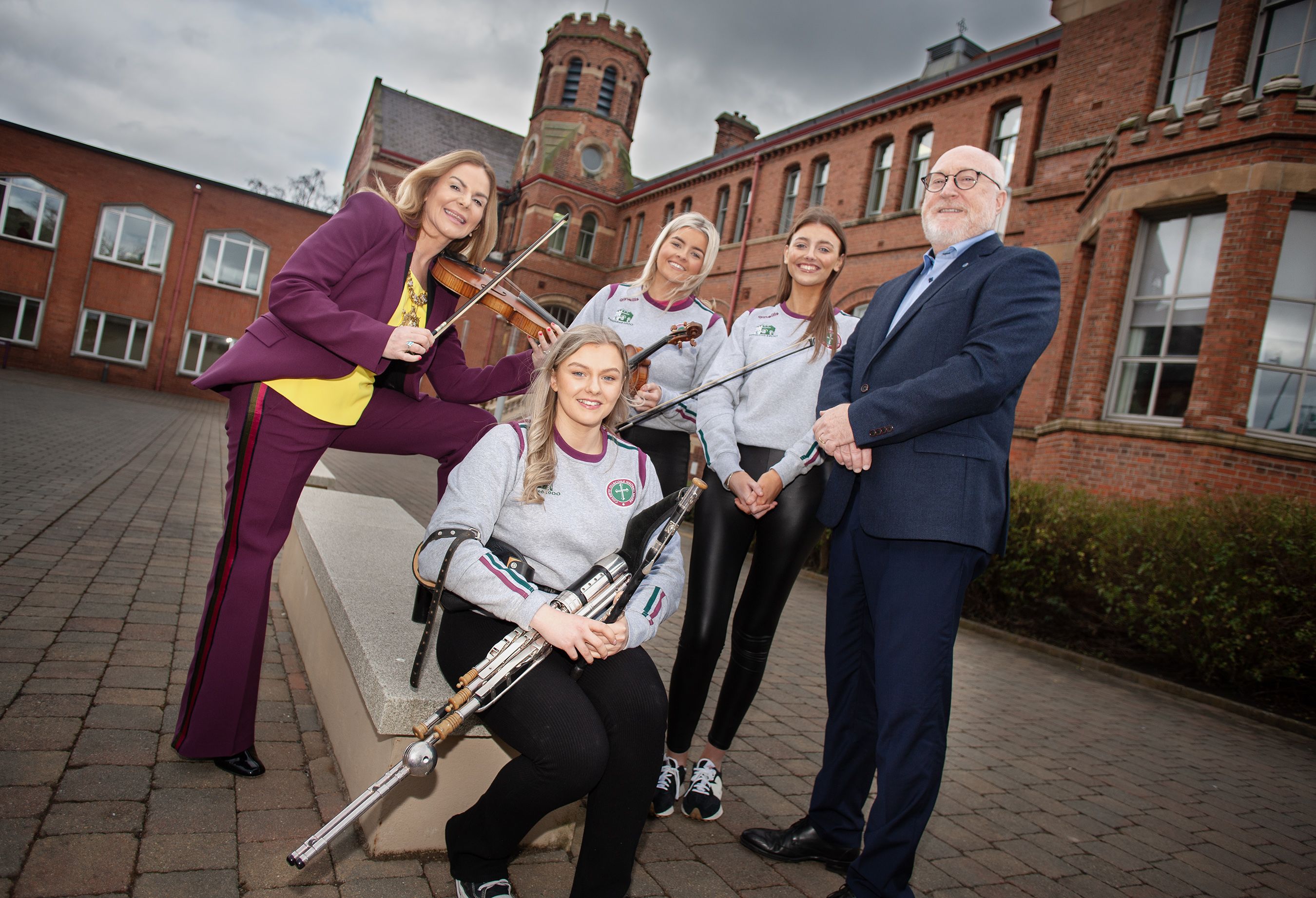 TRAD: Lord Mayor Tina Black with Maeve O\'Donnell, Molly Walls, Rosie McElroy and Peter Finn of St Mary\'s