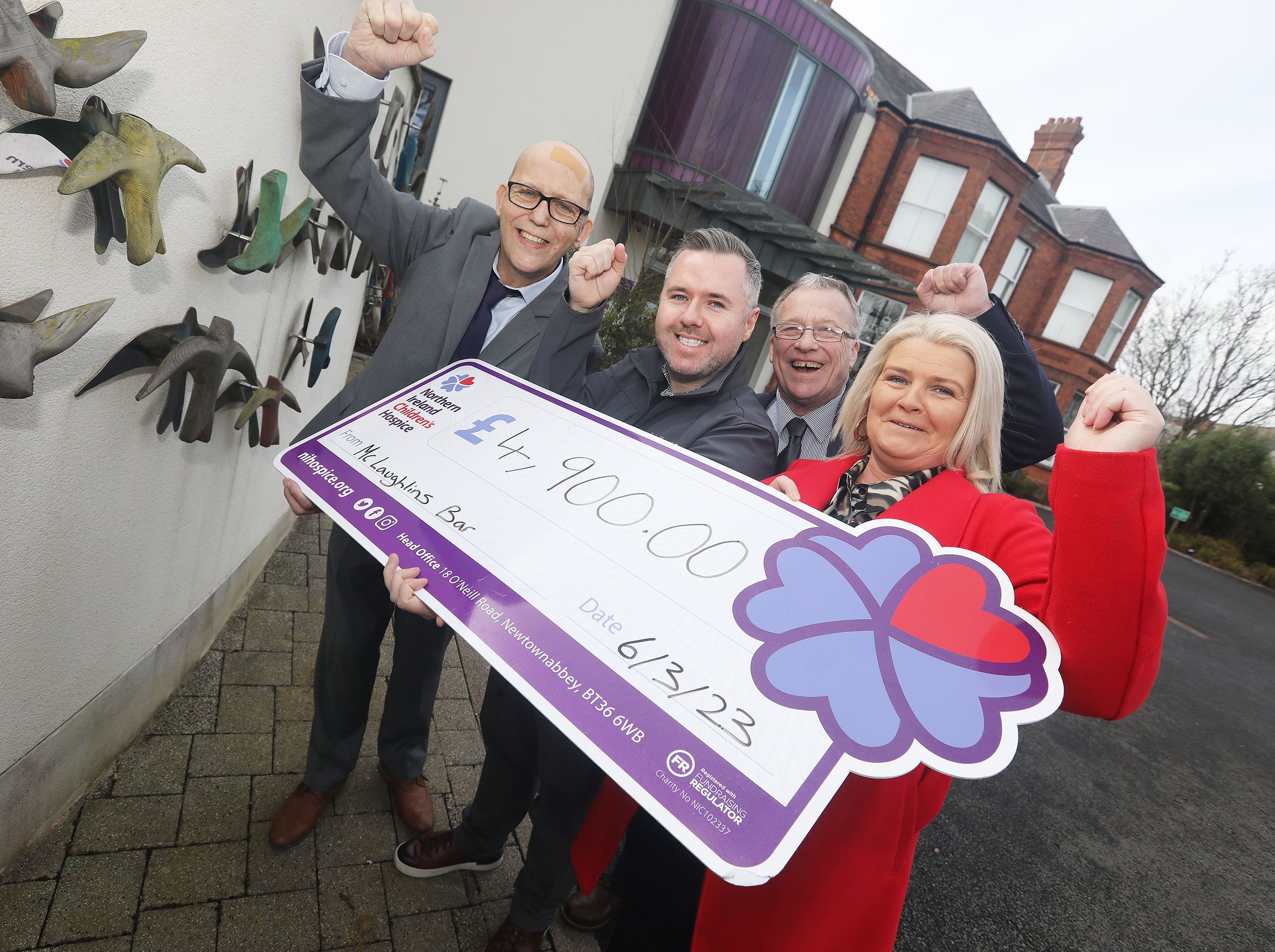 BIG HEARTS Kevin, Brenda and Joe Skelly with Michael Nugent (NI Hospice Community Fundraiser)
