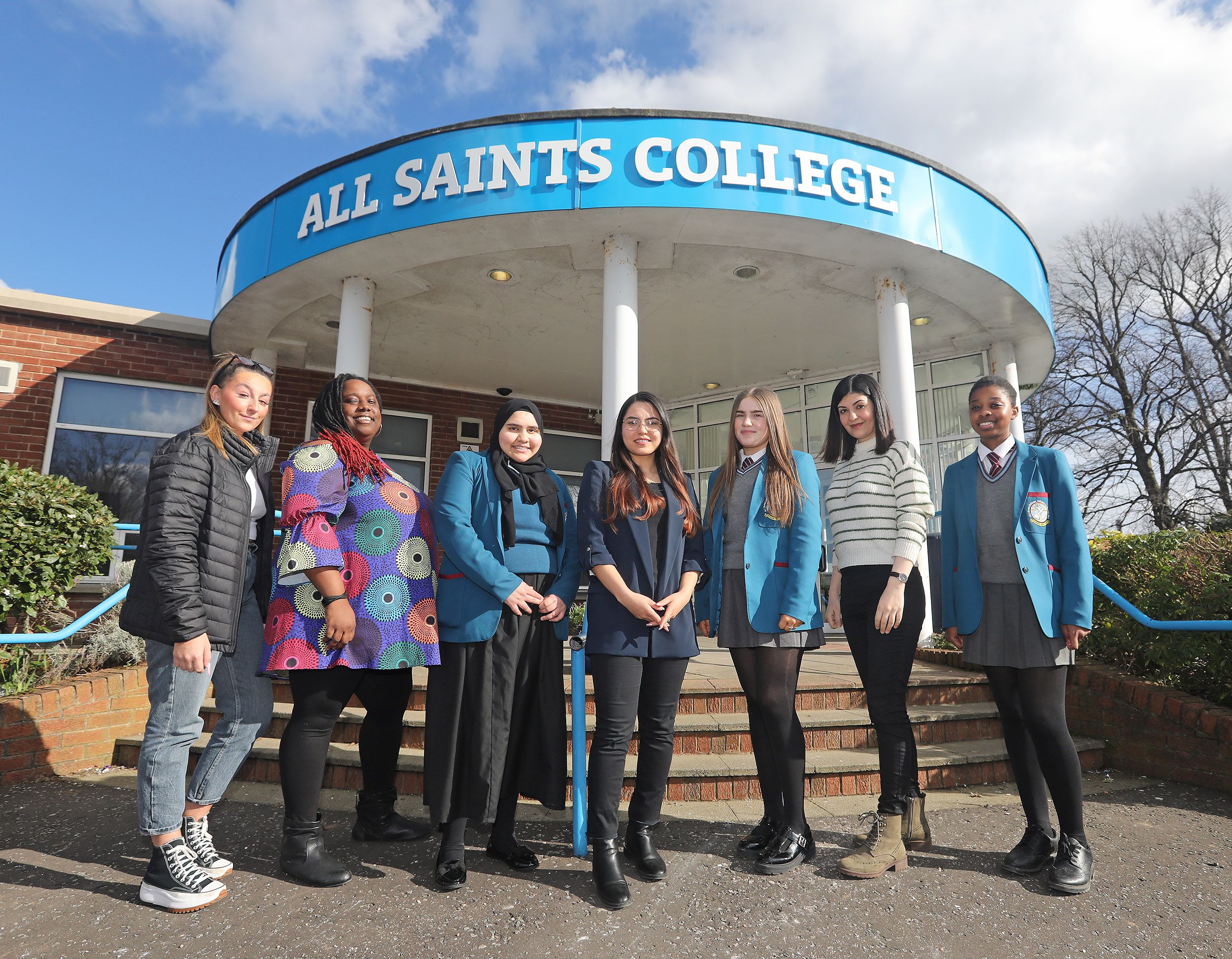 IMPORTANT VOICES: Event organisers, speakers and students outside All Saints College on International Women\'s Day