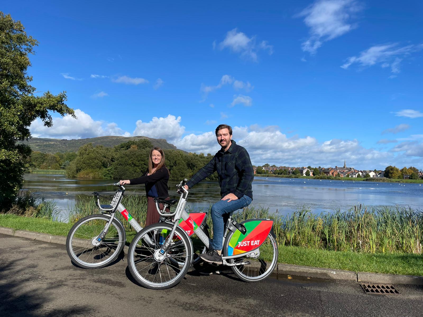 NEW DOCKING STATION: Nuala McAllister MLA and Councillor Sam Nelson in the Waterworks