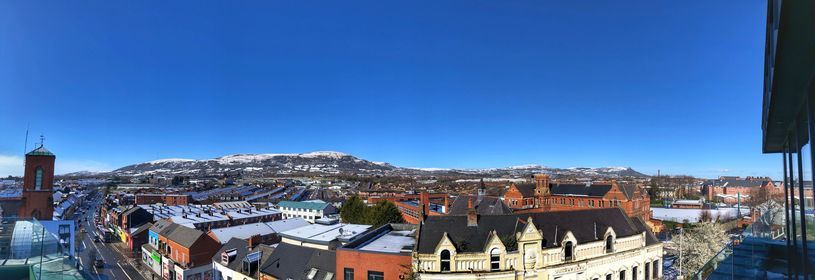 
Snowy Mountain View’s from Áras na bhFál in Belfast’s Gaeltacht Quarter