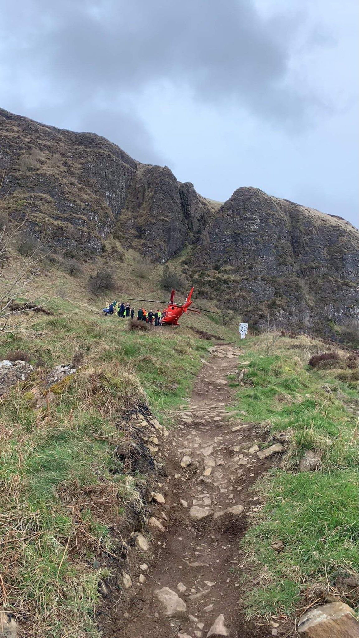 RESCUE: The scene on Cave Hill on Thursday morning
