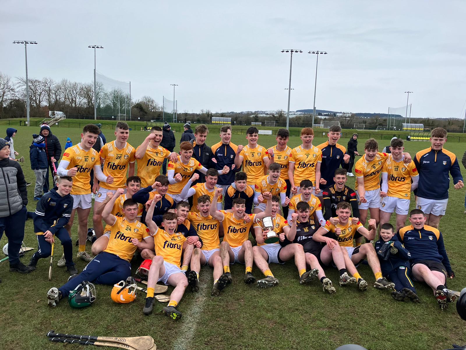 The Antrim minors celebrate their Ulster final win over Down at Dunsilly 