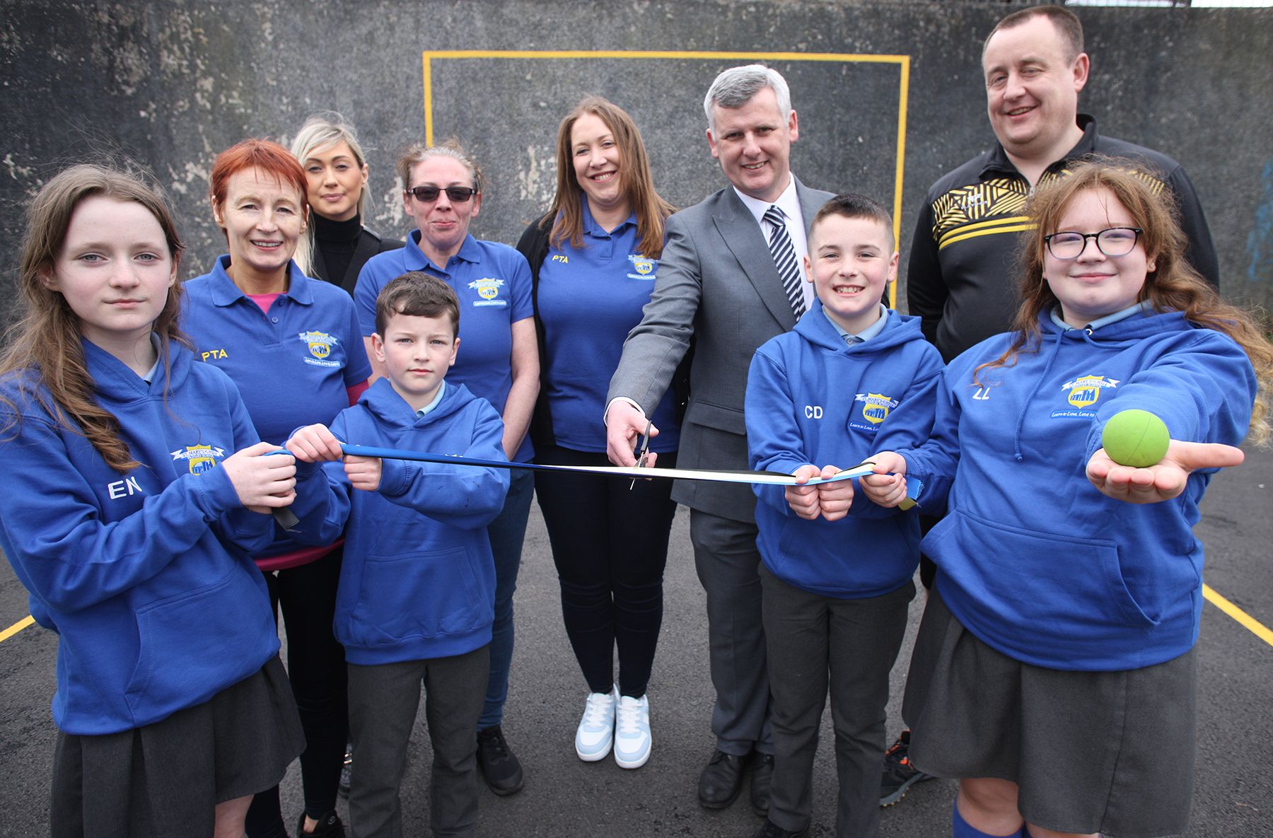 BALL WALL: The new handball facility was officially opened this week at St Mary\'s on the Hill PS in Glengormley