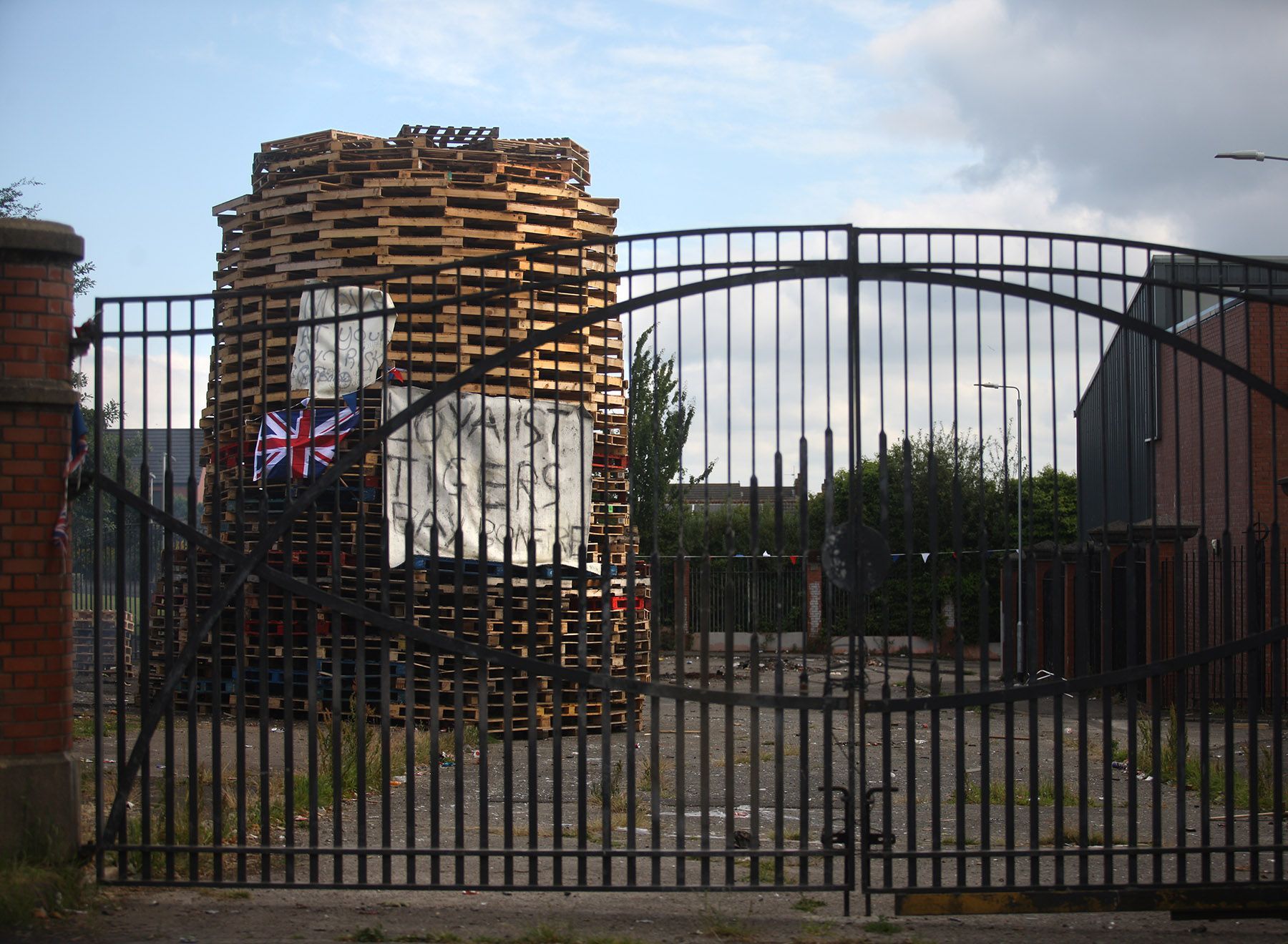 CONTROVERSIAL: The loyalist bonfire on derelict land in Adam Street at the Tigers Bay/New Lodge interface 