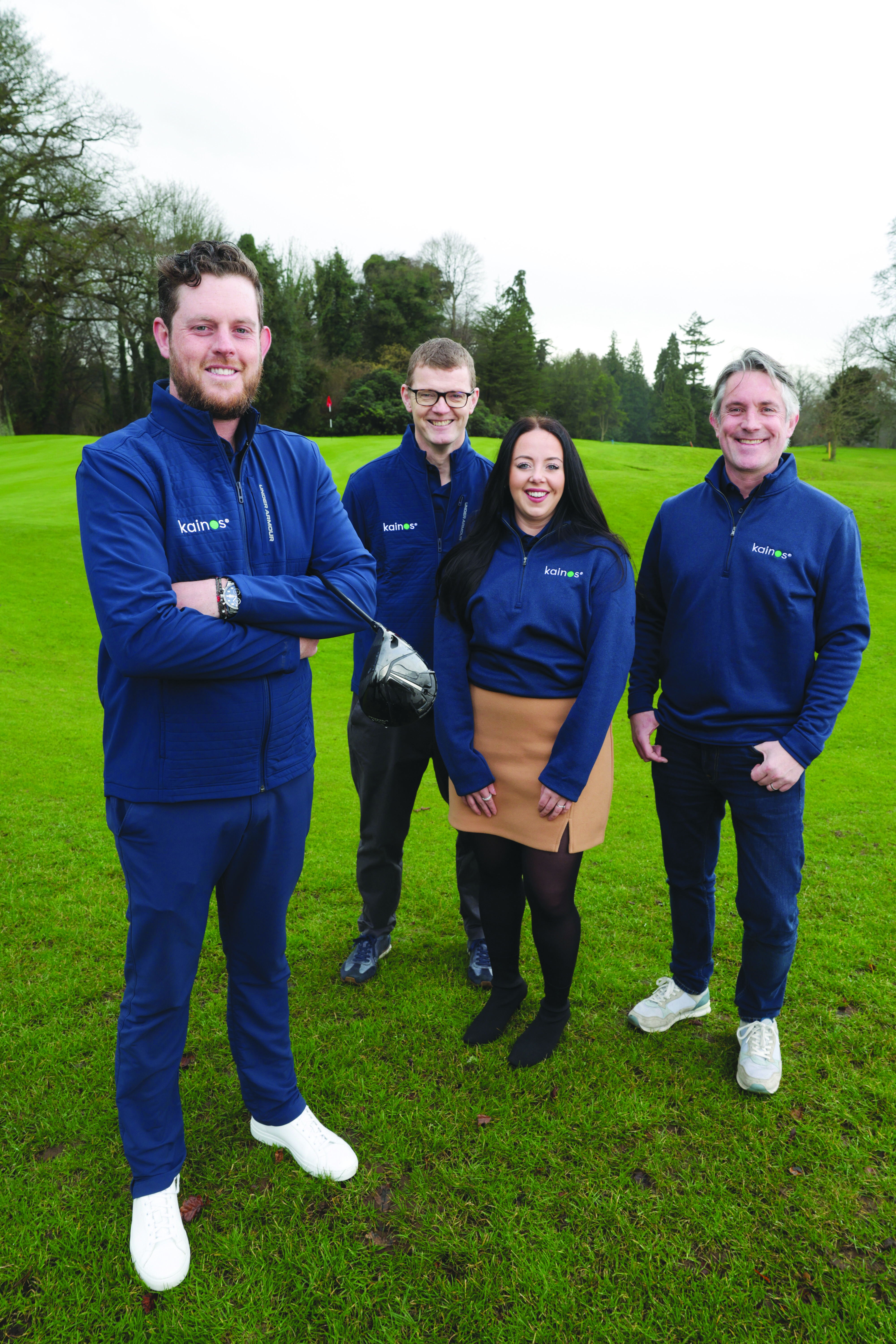 Matthew McClean with Malachy Smith, Workday Global Practice Leader, Kainos, Ciara Fusco, Marketing Manager, Kainos, Richard Doyle, Sales VP North America, Kainos, ahead of his trip to the Masters this week