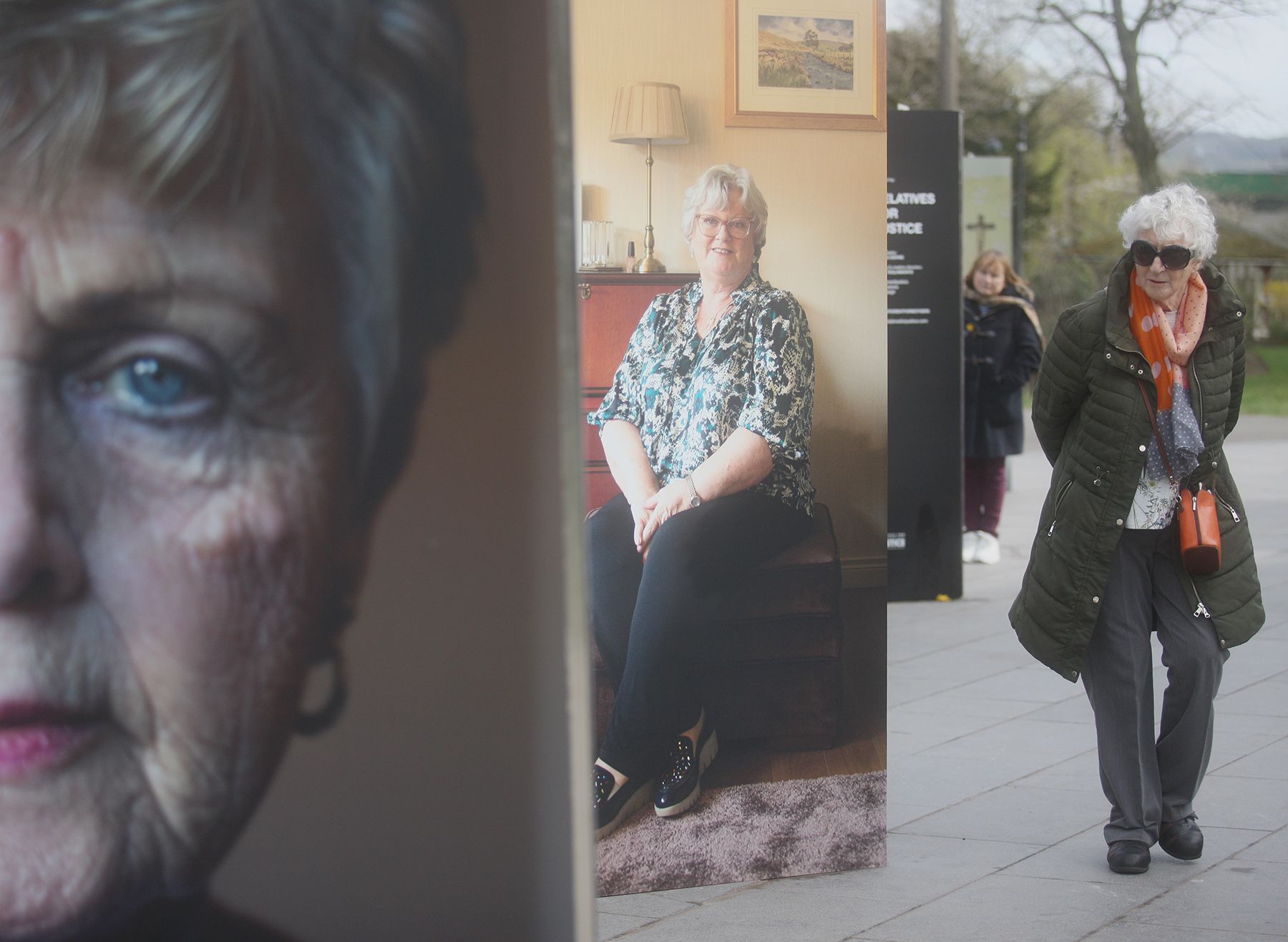 POIGNANT: Portraits of sixteen bereaved mothers from the conflict are highlighted in Botanic Gardens for the 25th anniversary of GFA 