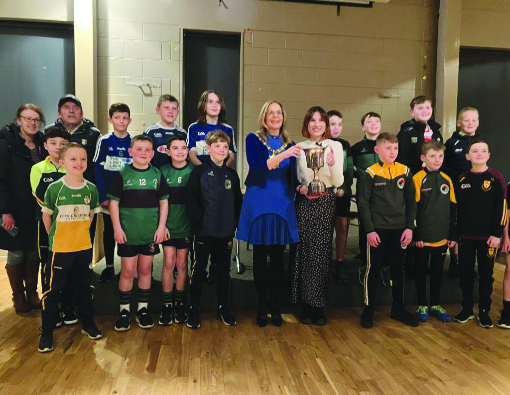  Representatives of the competing teams with Lord Mayor of Belfast, Tina Black, at the recent launch of the Joe Cahill Memorial U11 Football Tournament