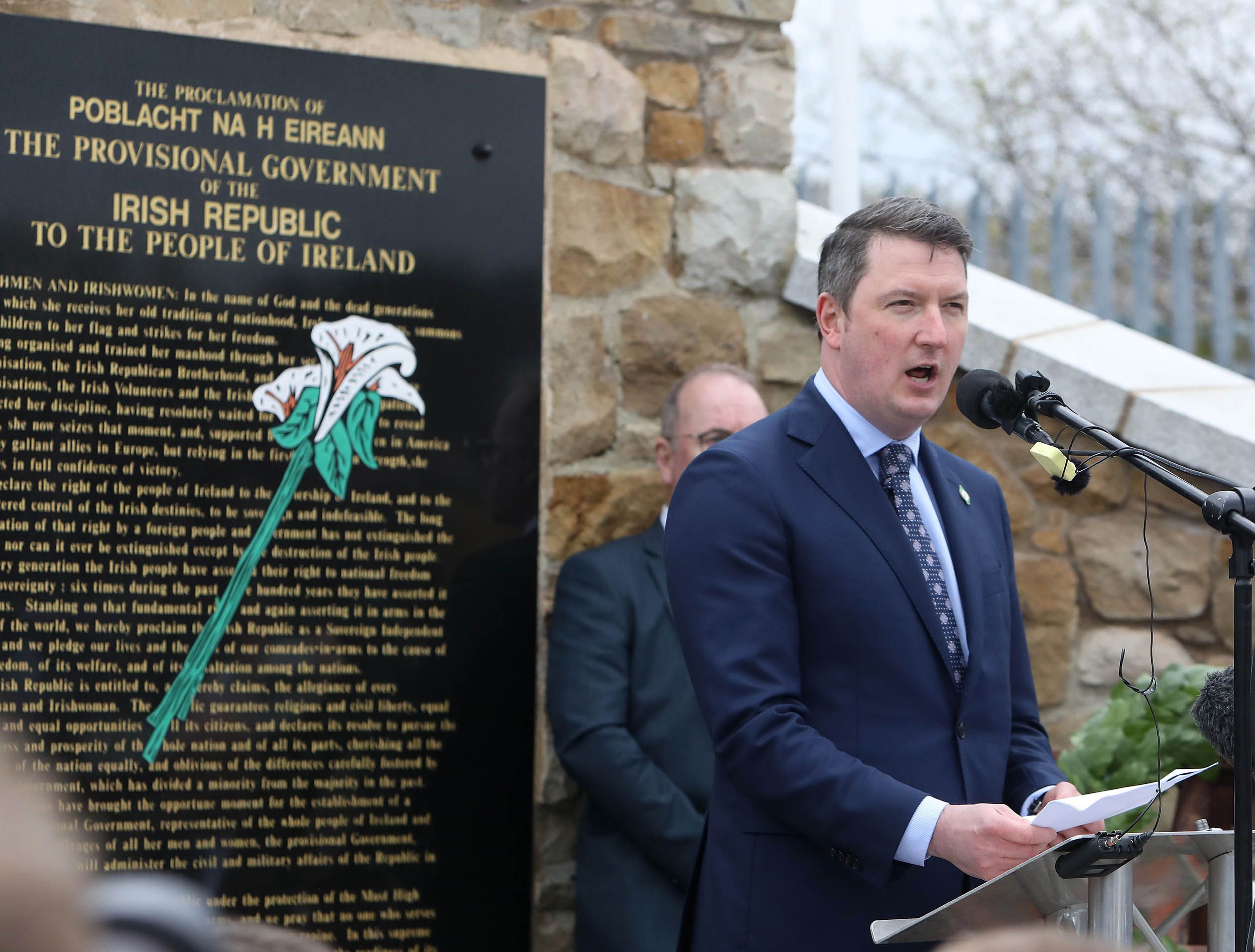 EASTER ADDRESS: North Belfast MP John Finucane speaking at Milltown Cemetery