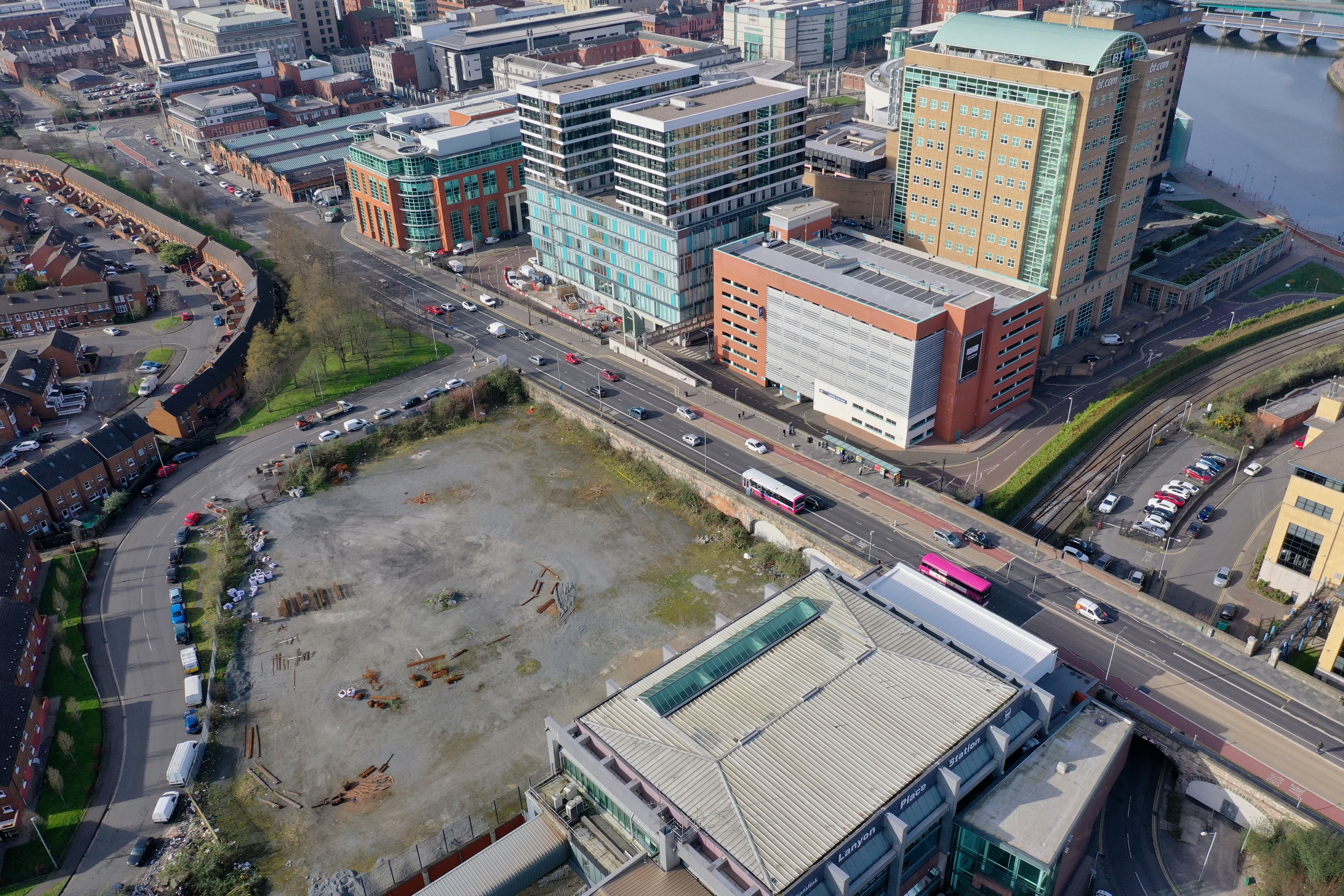 COMMUNITY VICTORY: The vacant land between bordered by the train station, right, and the blocked tunnels under the road