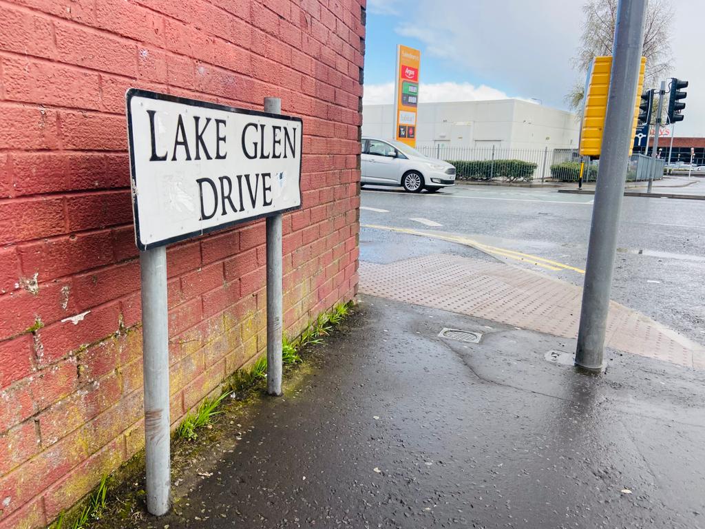 SIGN OF THE TIMES: Lake Glen Drive, off Falls Road, will have new bilingual signage