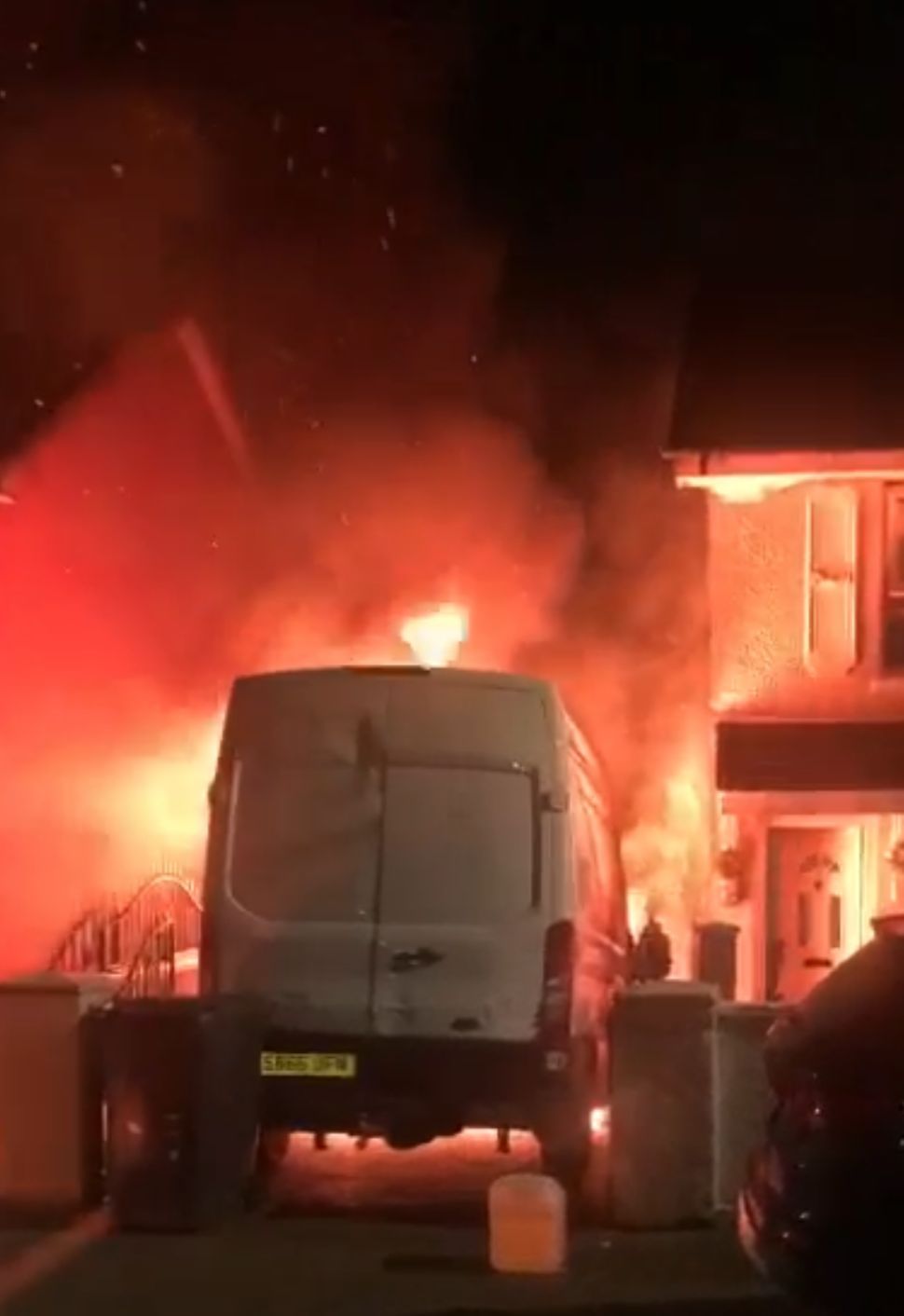 ARSON: The van was set alight outside the property in the early hours of Wednesday morning