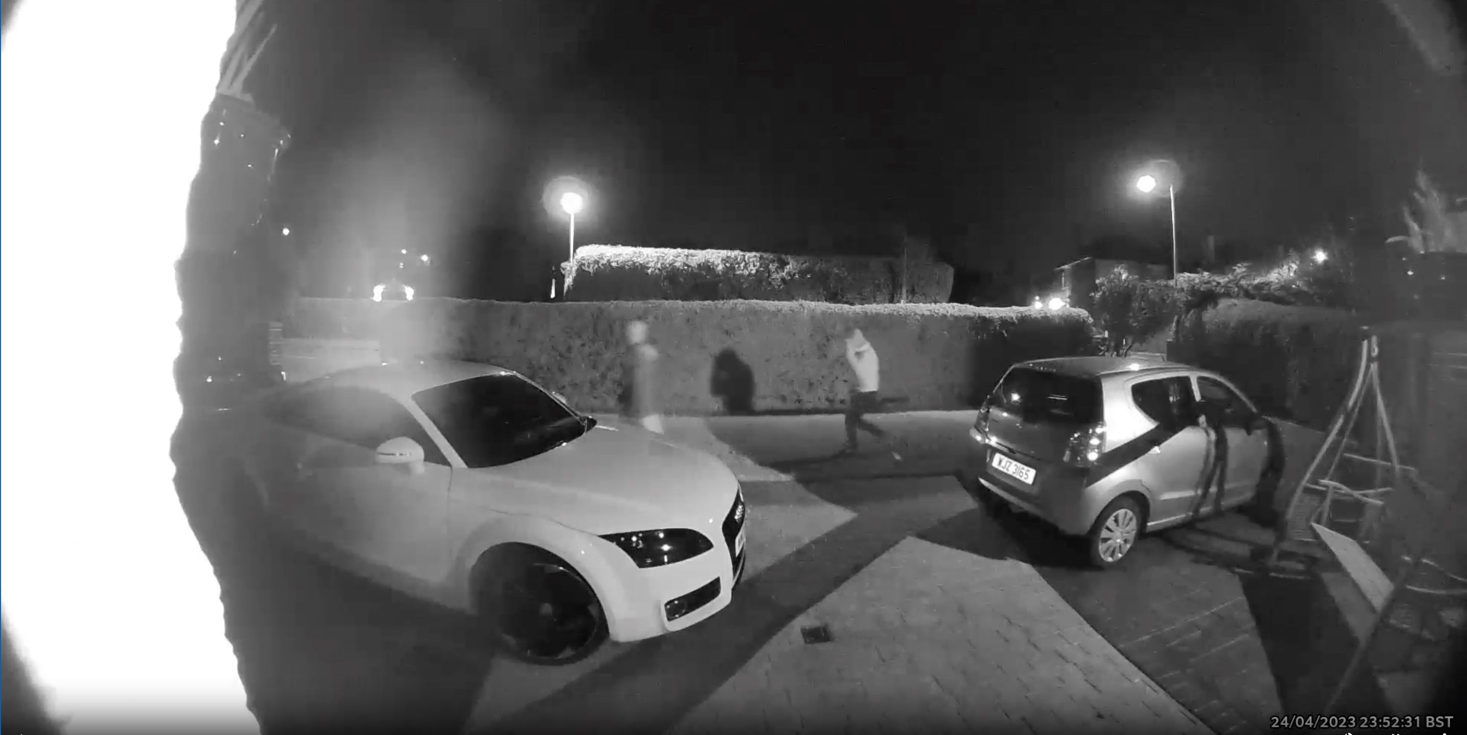 VIGILANCE: The Ring Doorbell footage captured two men trying the door of a car outside a house in Sunningdale Gardens