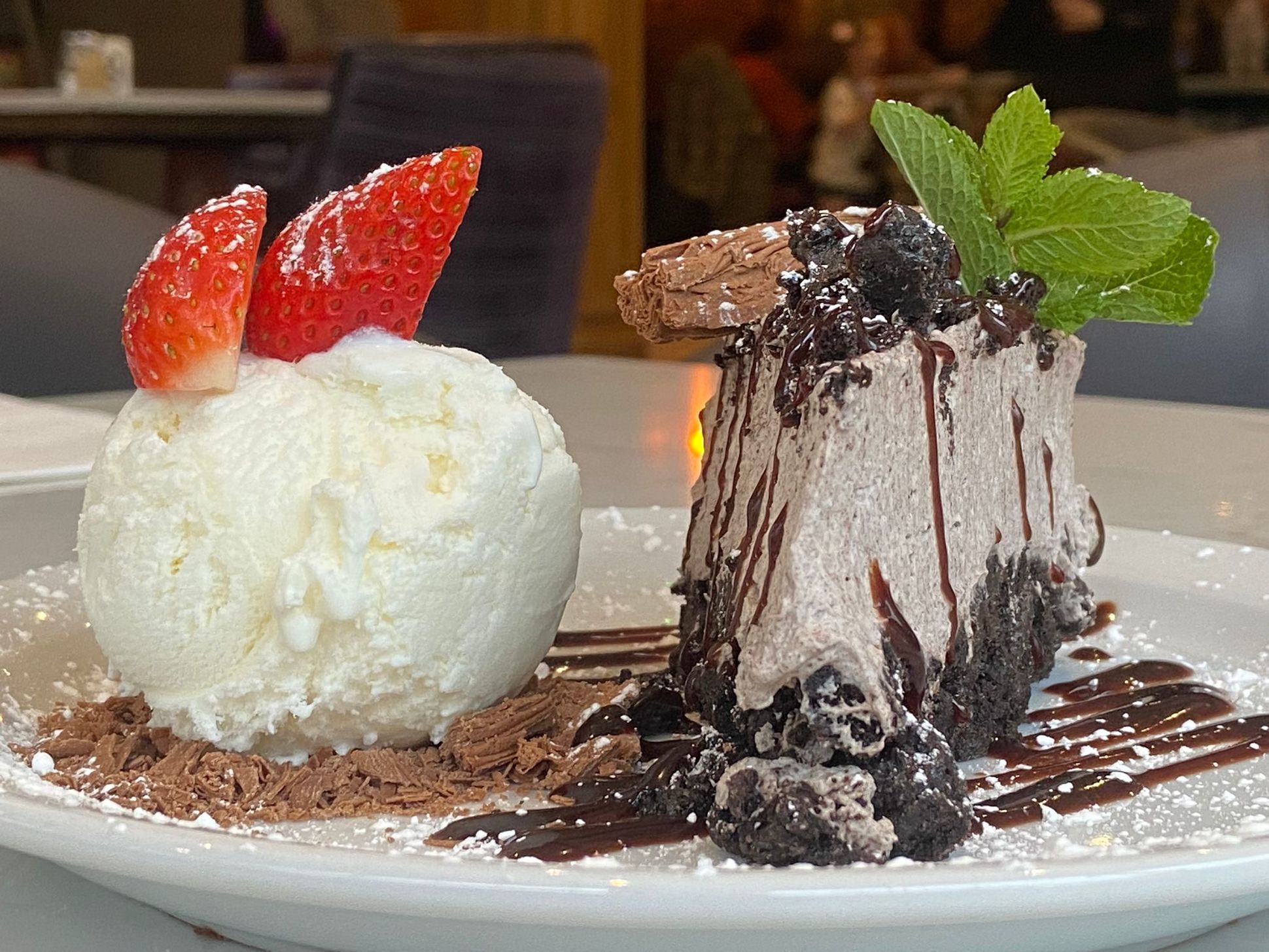 Oreo Cheescake of the Day, served with ice-cream