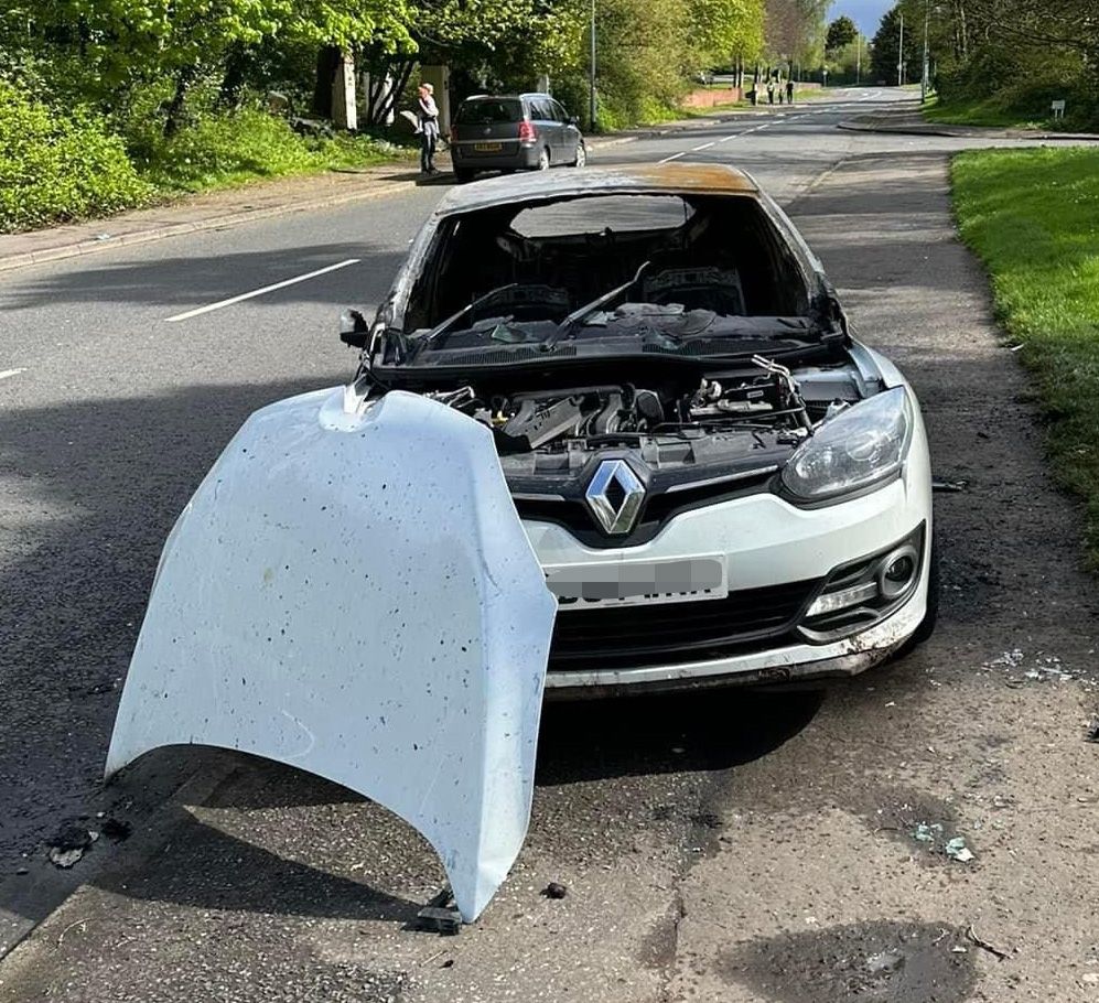 GUTTED: A suspected stolen car was found burnt in Poleglass on Sunday night
